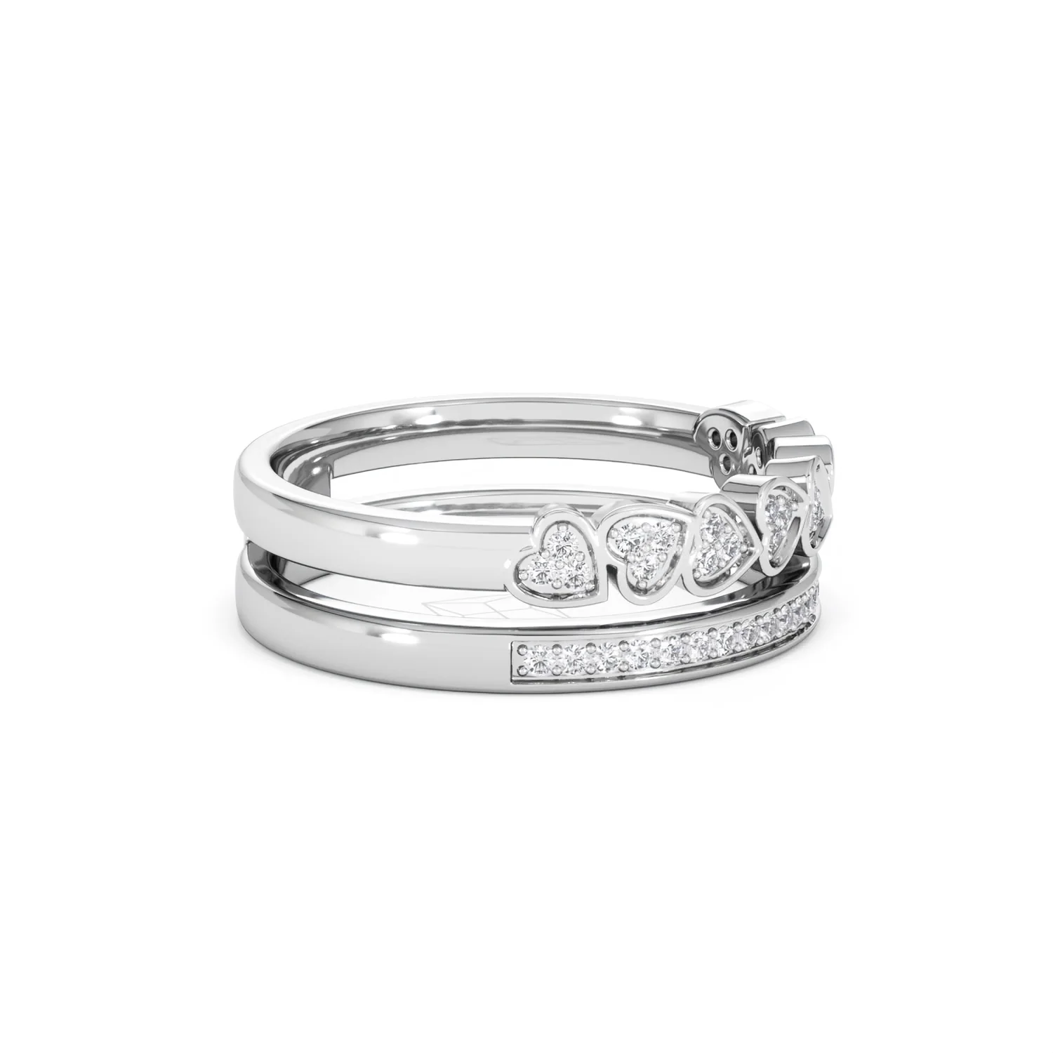 Interlocking Heart Stacking Lab Diamond Ring 0.20ct in 925 Silver - Image 26