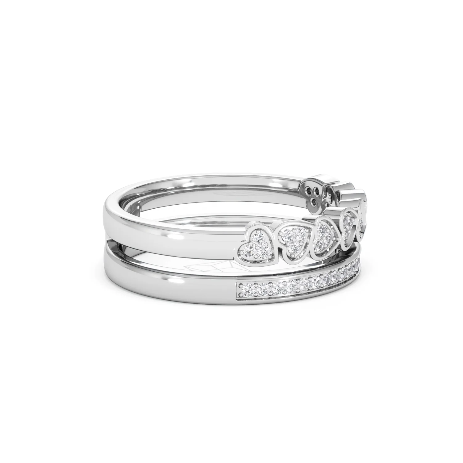 Interlocking Heart Stacking Lab Diamond Ring 0.20ct in 925 Silver - Image 27