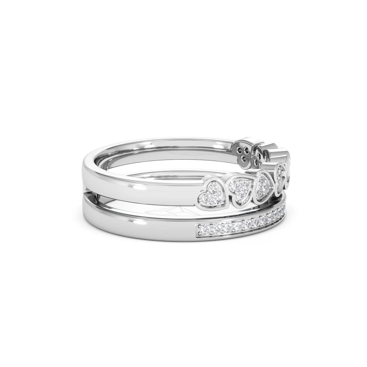 Interlocking Heart Stacking Lab Diamond Ring 0.20ct in 925 Silver - Image 28