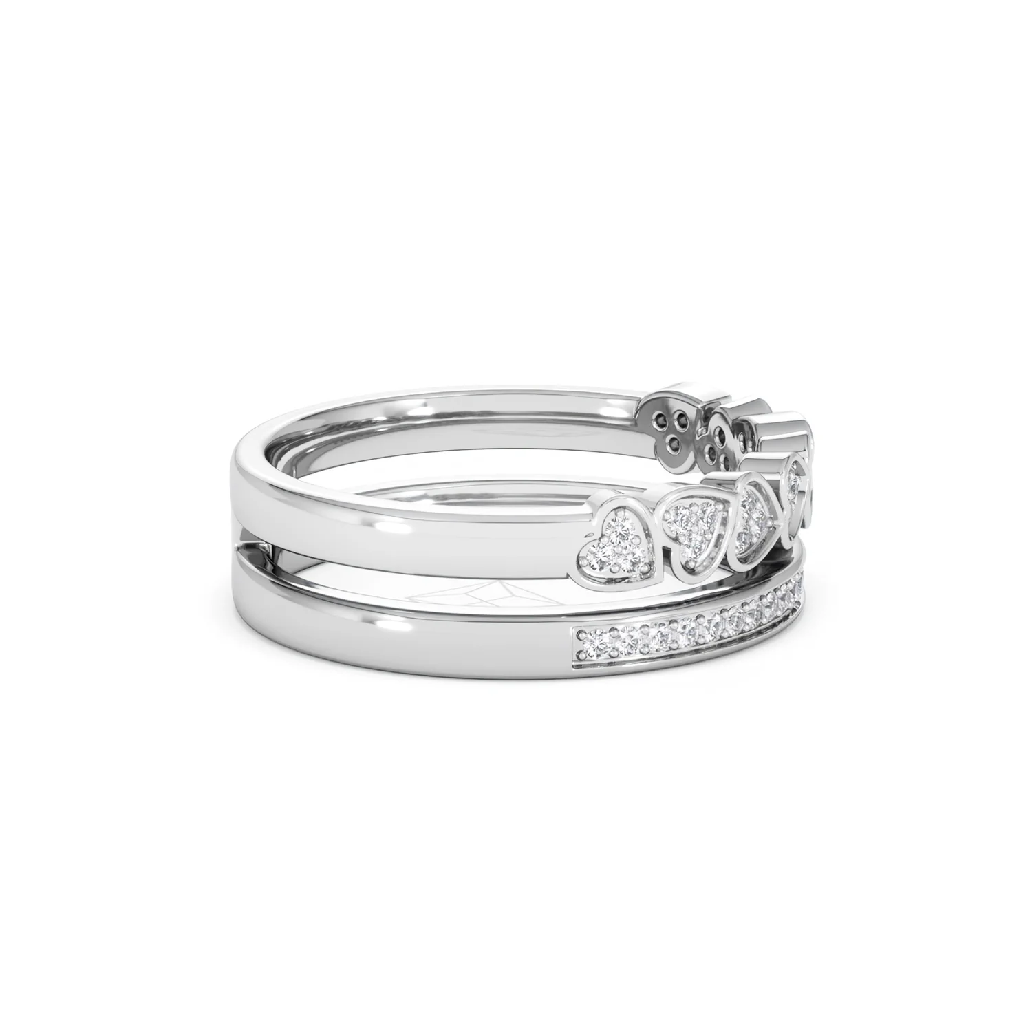 Interlocking Heart Stacking Lab Diamond Ring 0.20ct in 925 Silver - Image 29