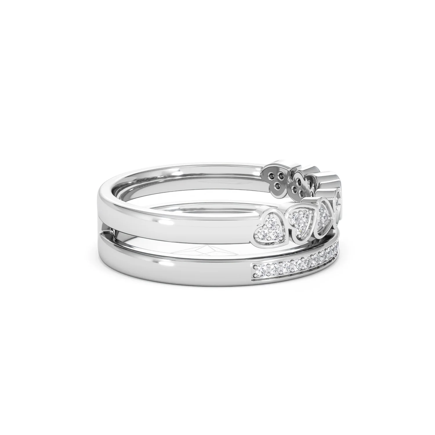 Interlocking Heart Stacking Lab Diamond Ring 0.20ct in 925 Silver - Image 30