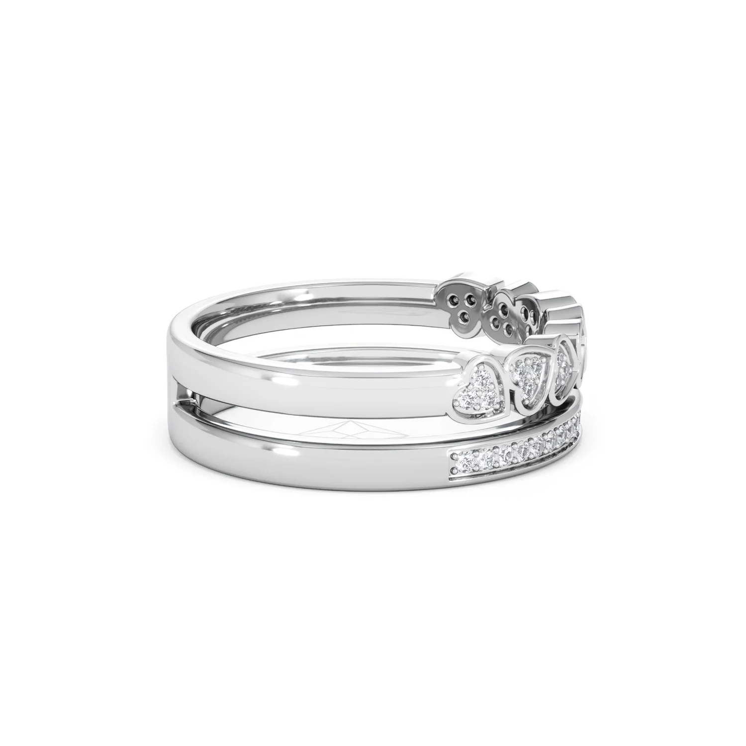 Interlocking Heart Stacking Lab Diamond Ring 0.20ct in 925 Silver - Image 31