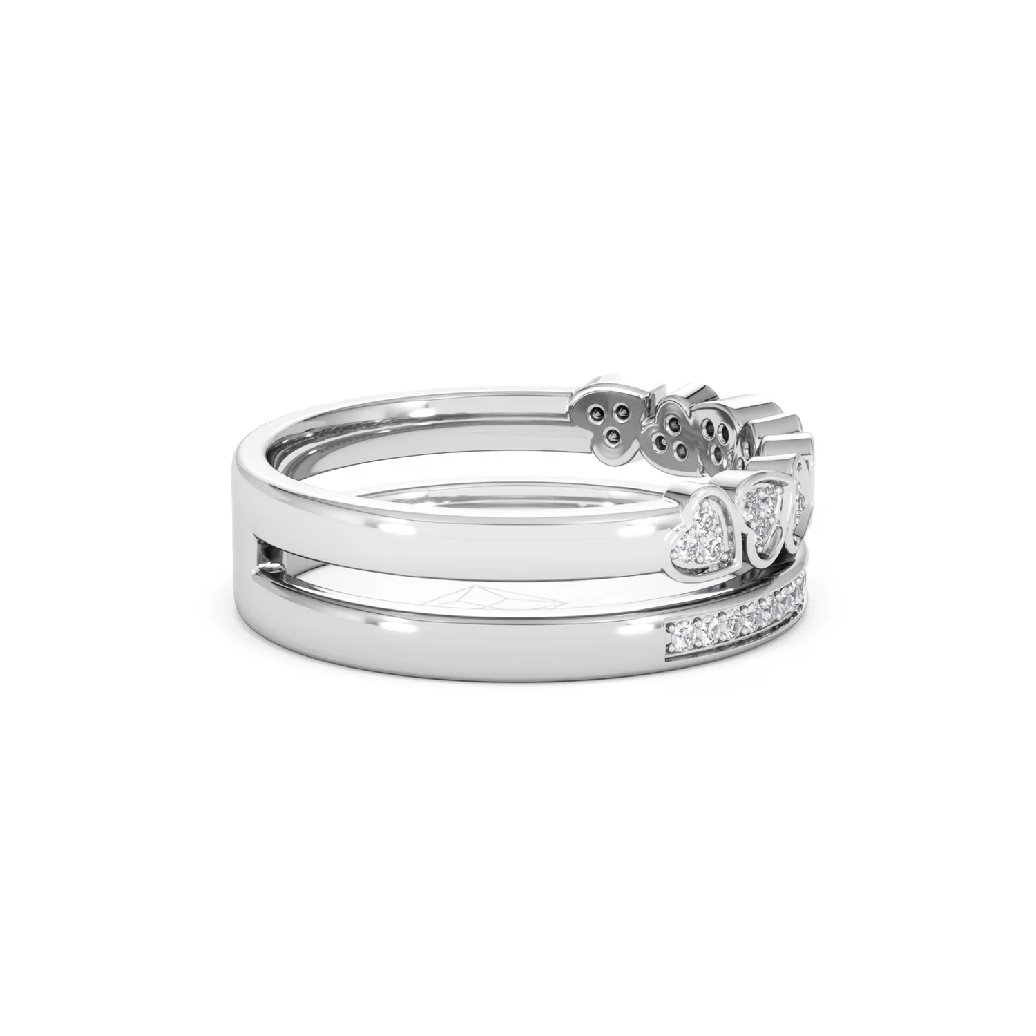 Interlocking Heart Stacking Lab Diamond Ring 0.20ct in 925 Silver - Image 33