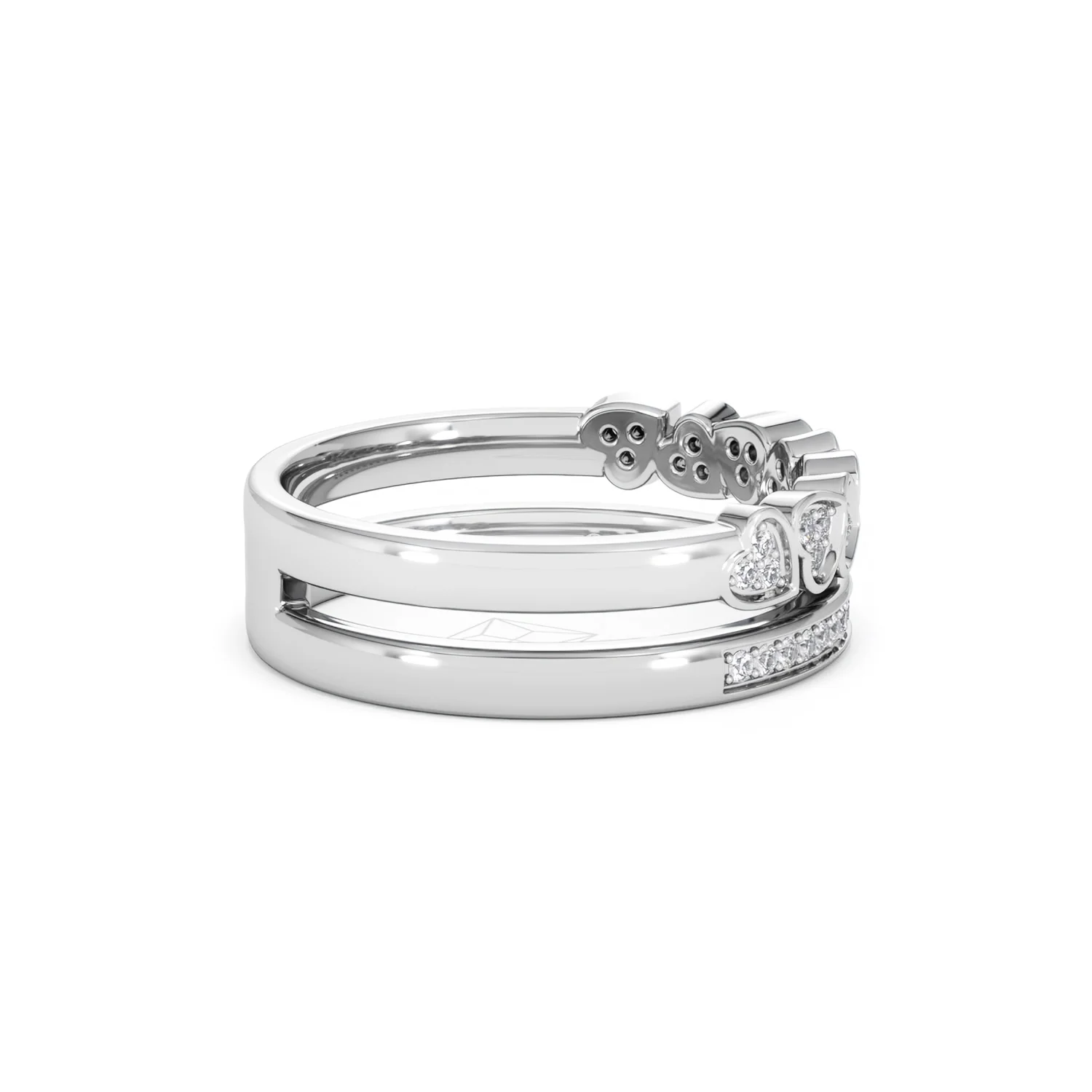 Interlocking Heart Stacking Lab Diamond Ring 0.20ct in 925 Silver - Image 34