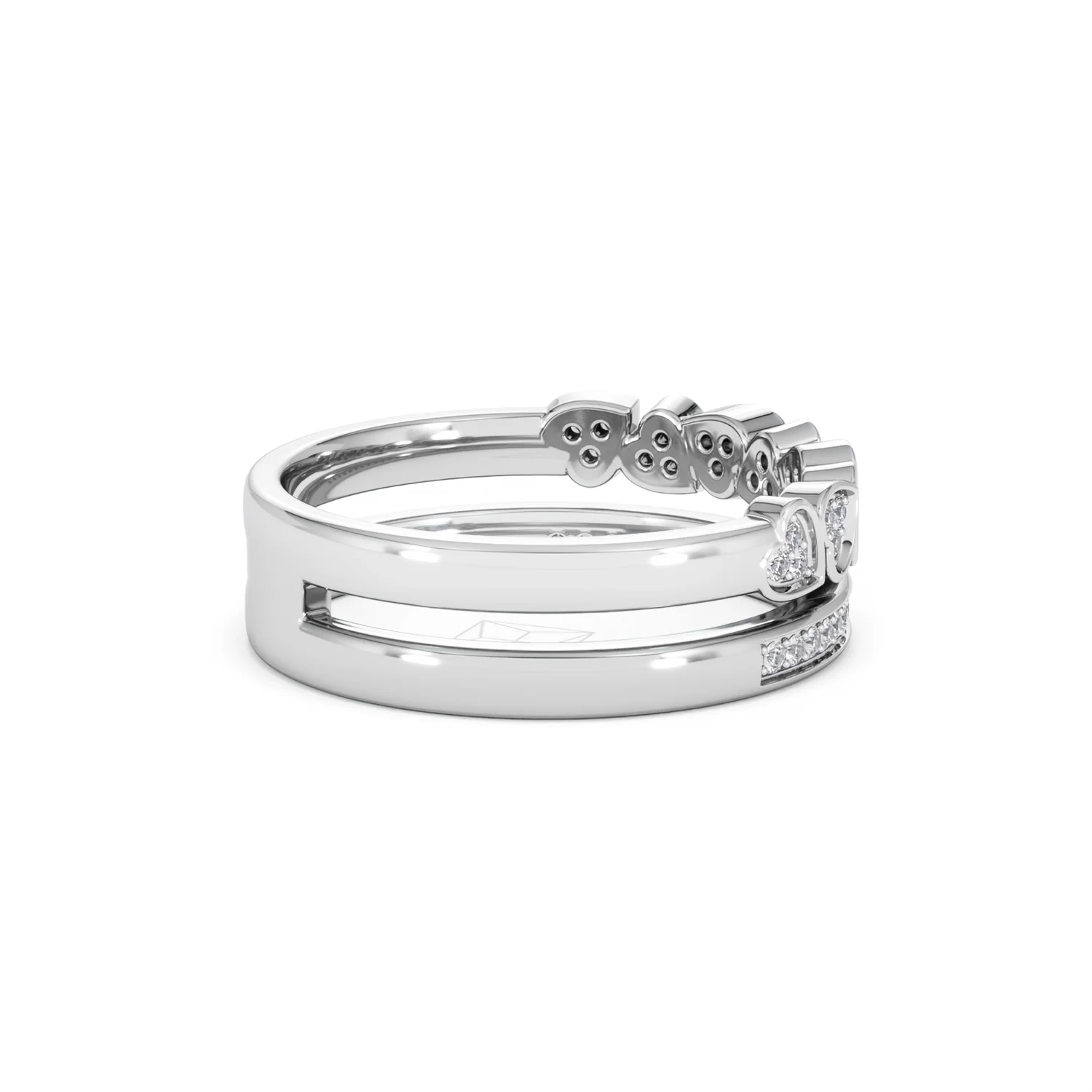 Interlocking Heart Stacking Lab Diamond Ring 0.20ct in 925 Silver - Image 36