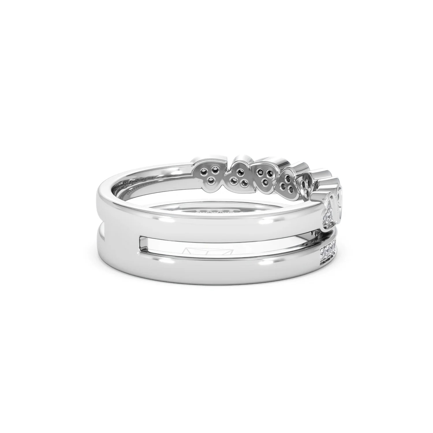 Interlocking Heart Stacking Lab Diamond Ring 0.20ct in 925 Silver - Image 39