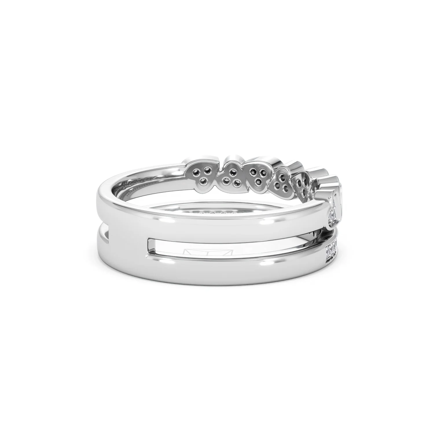 Interlocking Heart Stacking Lab Diamond Ring 0.20ct in 925 Silver - Image 40
