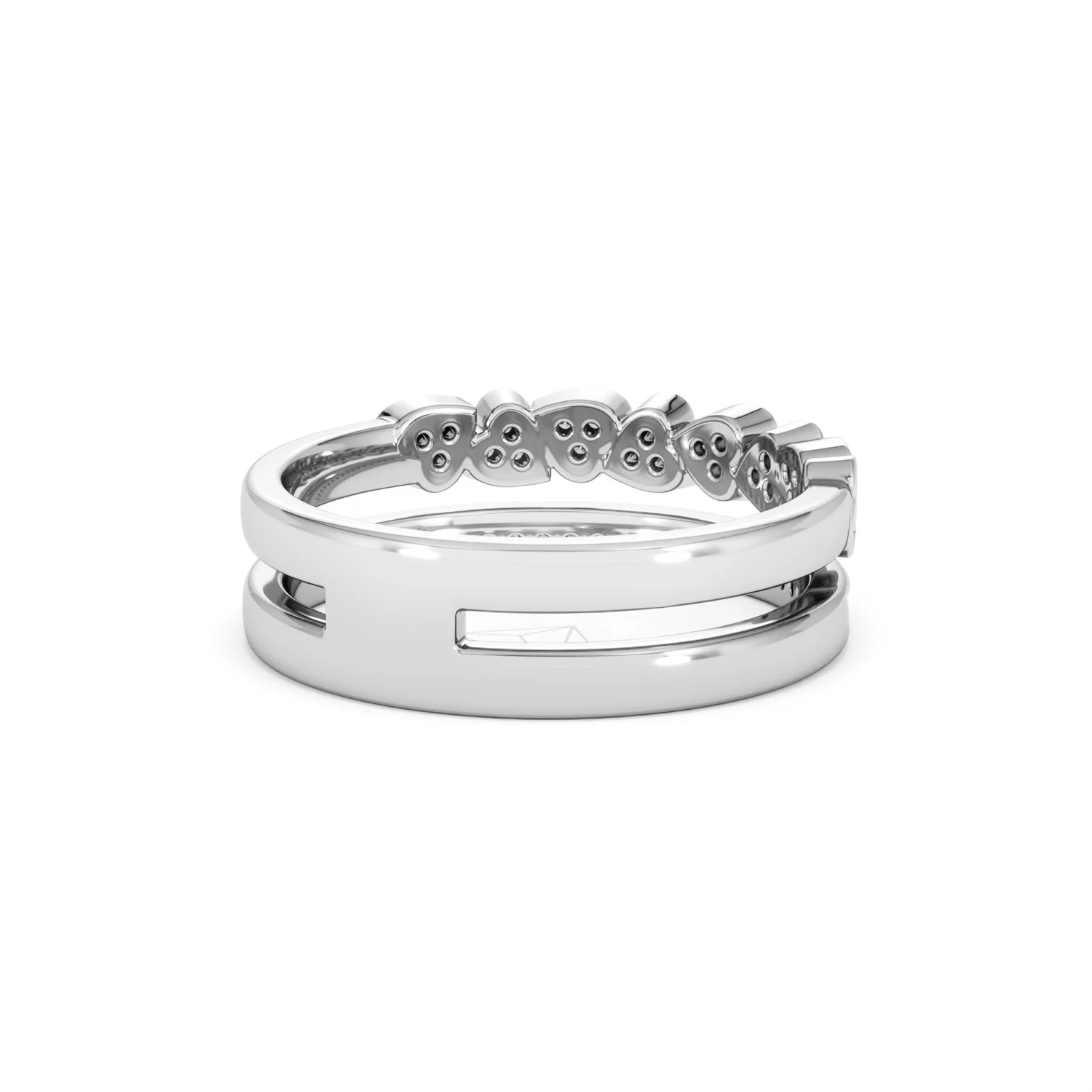 Interlocking Heart Stacking Lab Diamond Ring 0.20ct in 925 Silver - Image 44