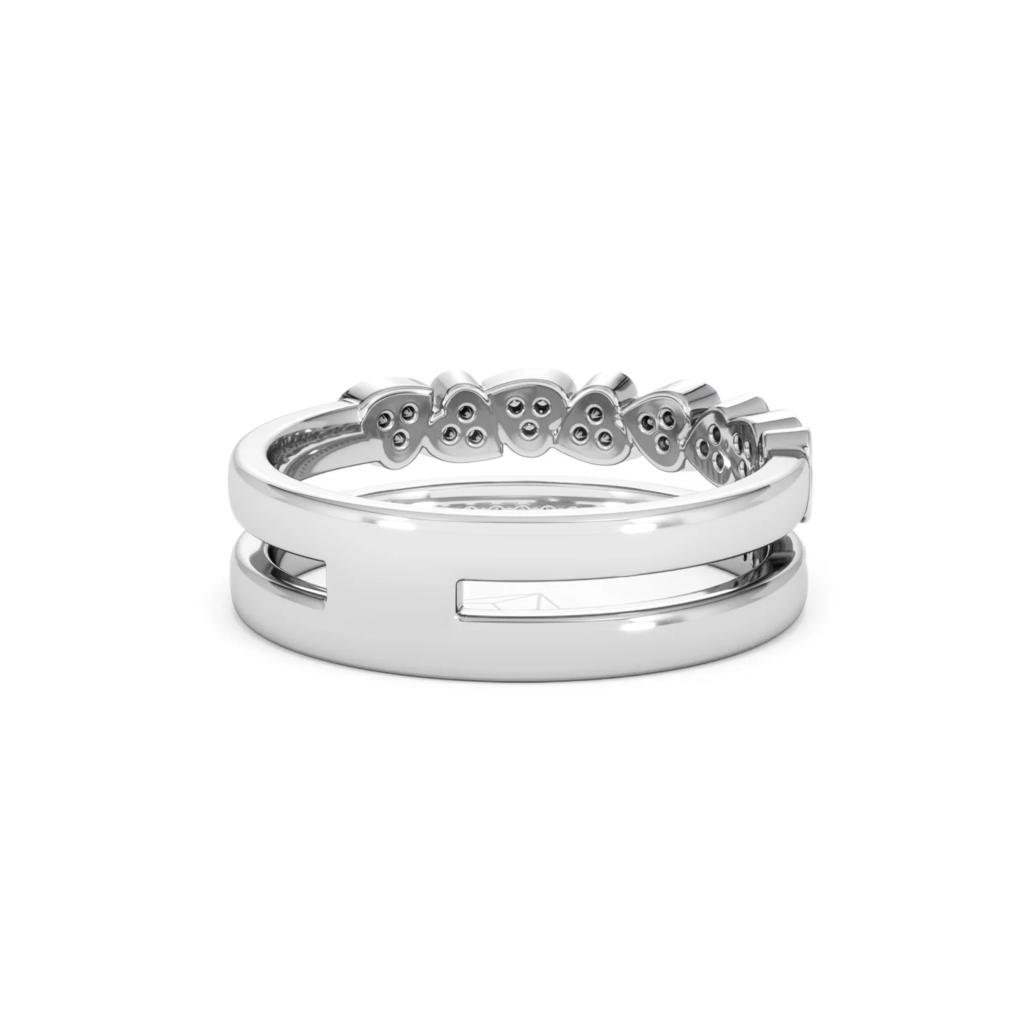Interlocking Heart Stacking Lab Diamond Ring 0.20ct in 925 Silver - Image 45