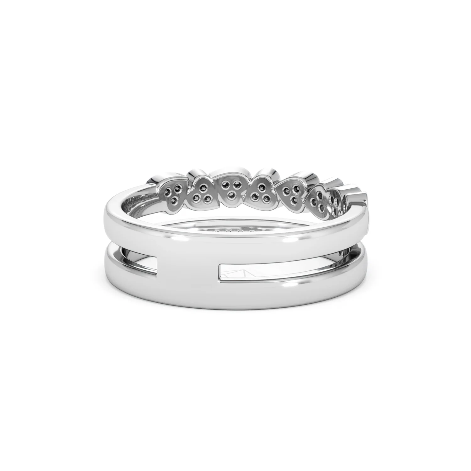 Interlocking Heart Stacking Lab Diamond Ring 0.20ct in 925 Silver - Image 46