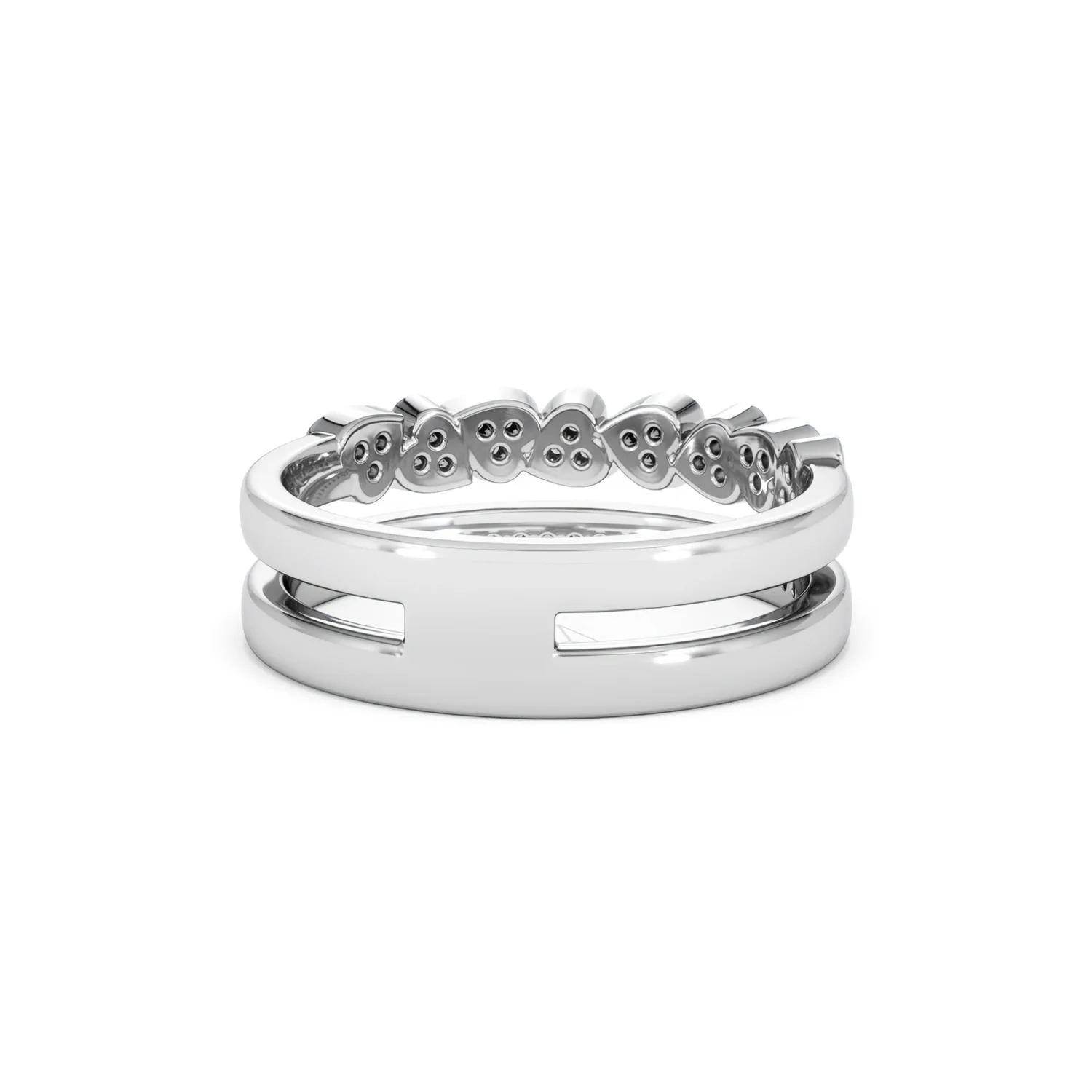 Interlocking Heart Stacking Lab Diamond Ring 0.20ct in 925 Silver - Image 48
