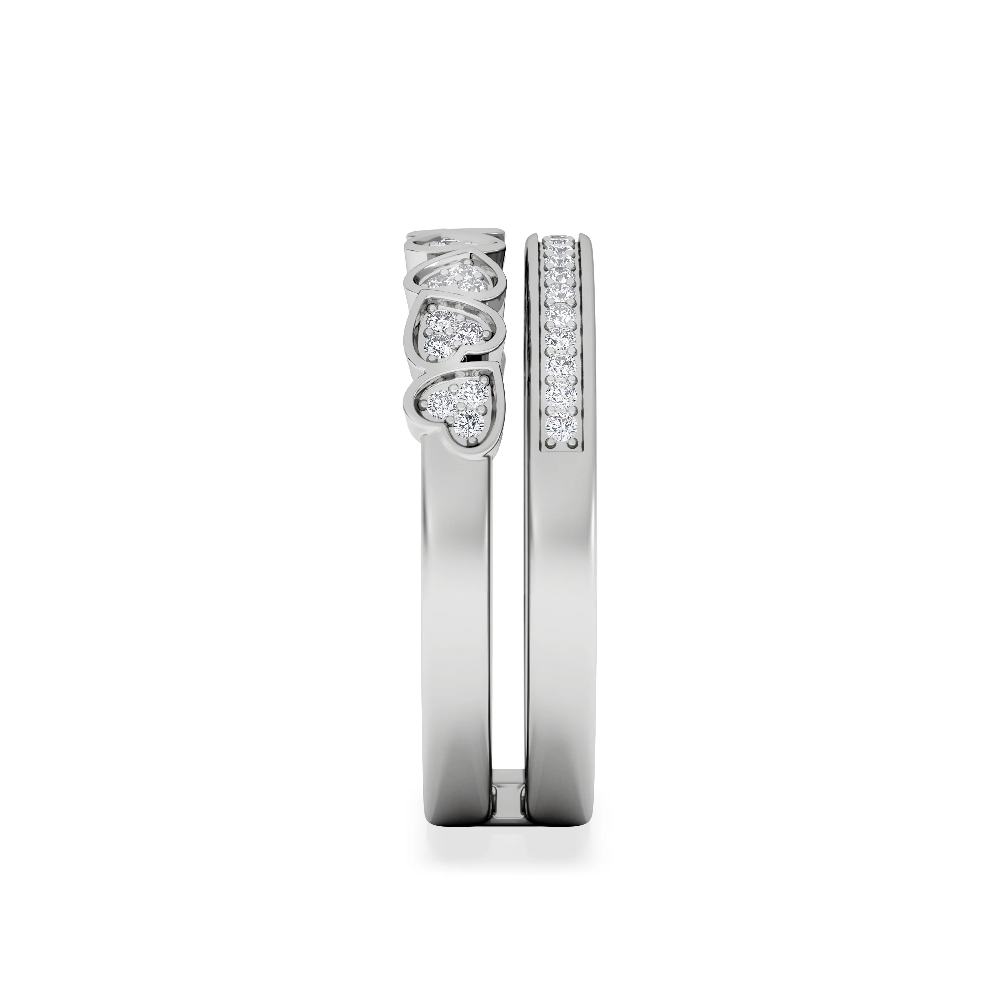 Interlocking Heart Stacking Lab Diamond Ring 0.20ct in 925 Silver - Image 5