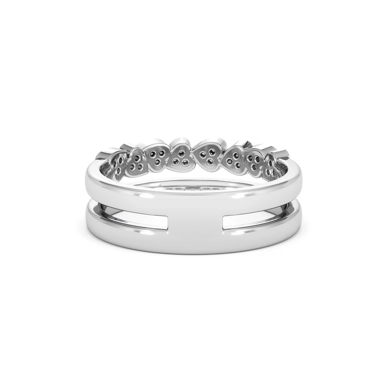 Interlocking Heart Stacking Lab Diamond Ring 0.20ct in 925 Silver - Image 51