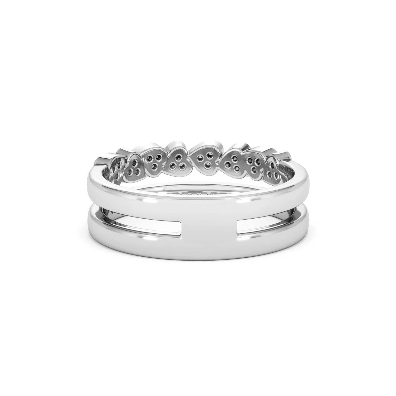 Interlocking Heart Stacking Lab Diamond Ring 0.20ct in 925 Silver - Image 52