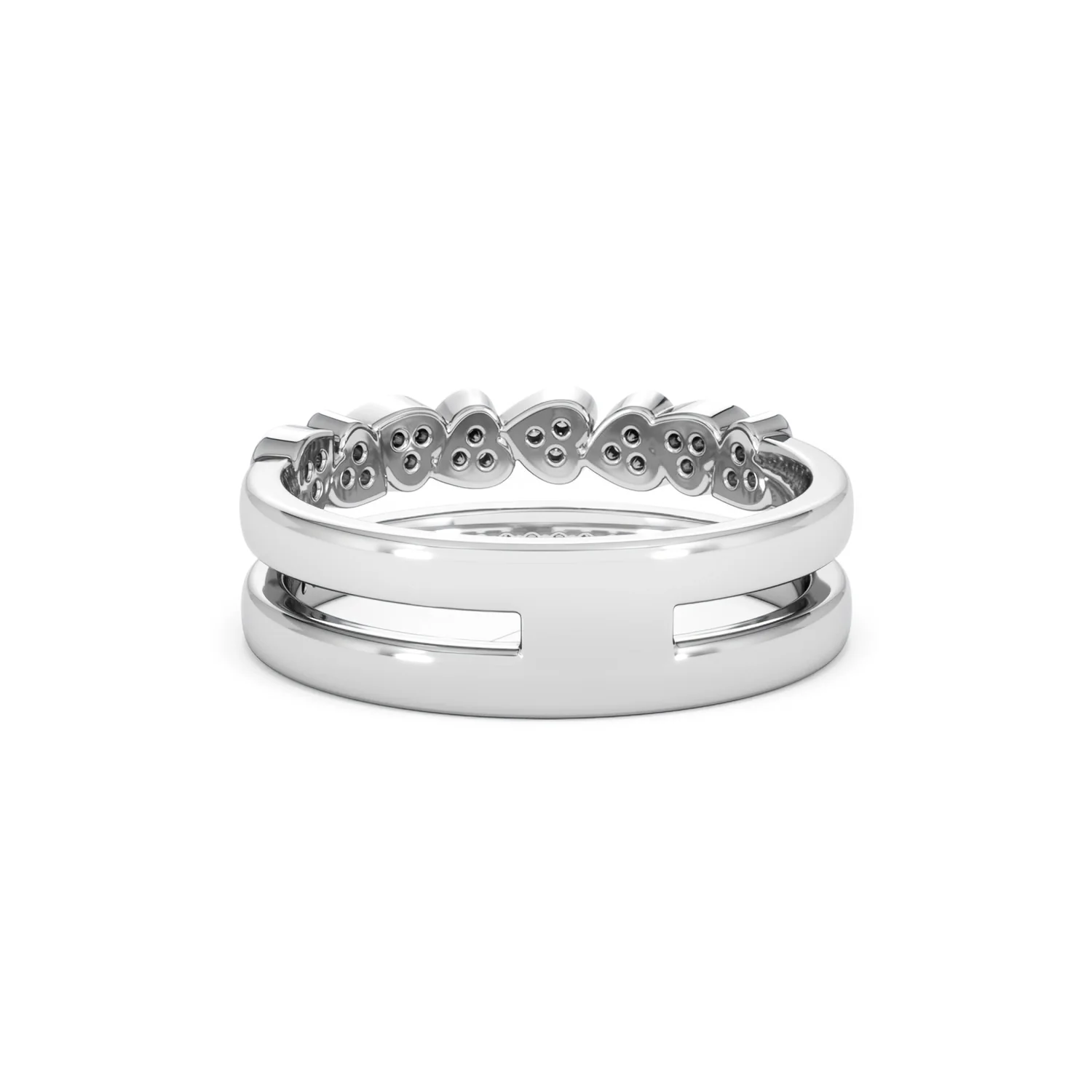 Interlocking Heart Stacking Lab Diamond Ring 0.20ct in 925 Silver - Image 53