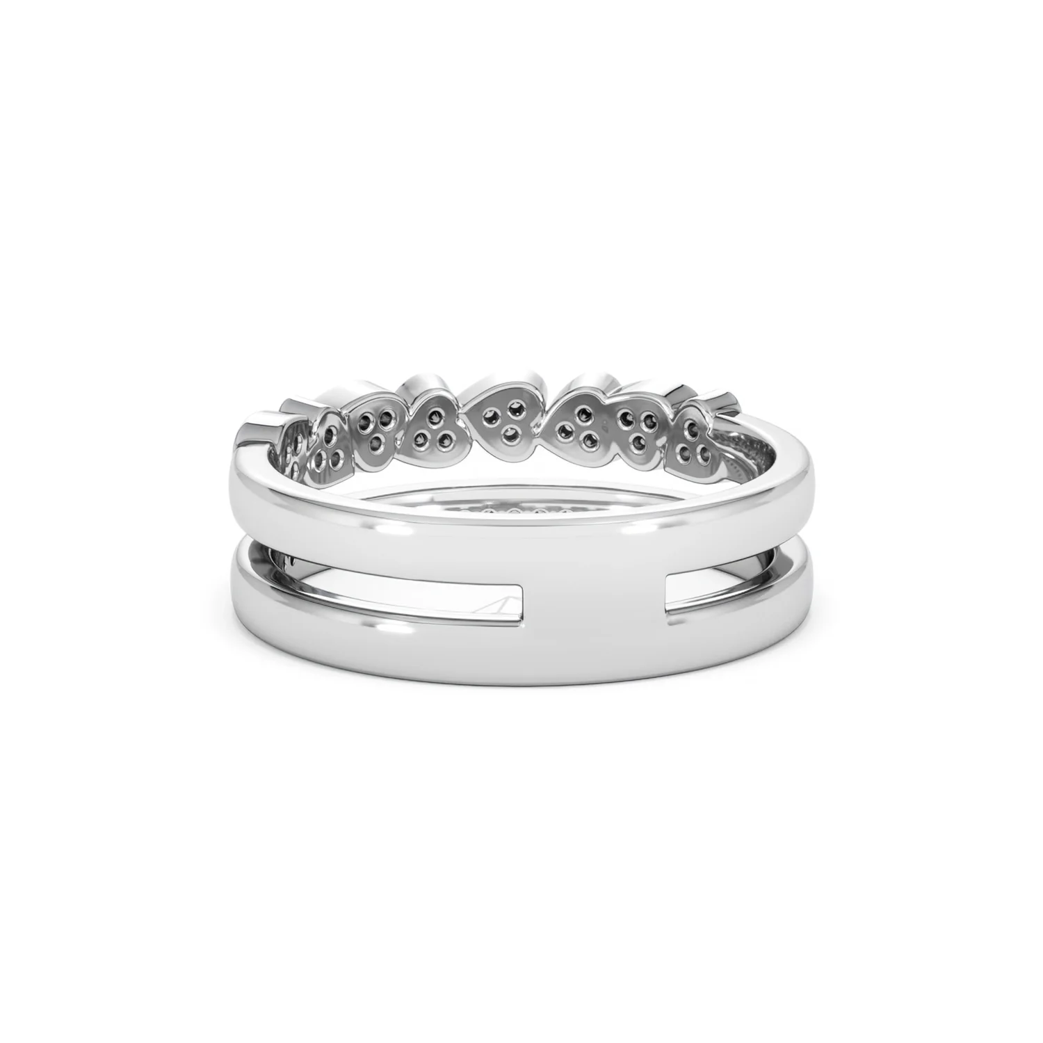 Interlocking Heart Stacking Lab Diamond Ring 0.20ct in 925 Silver - Image 54