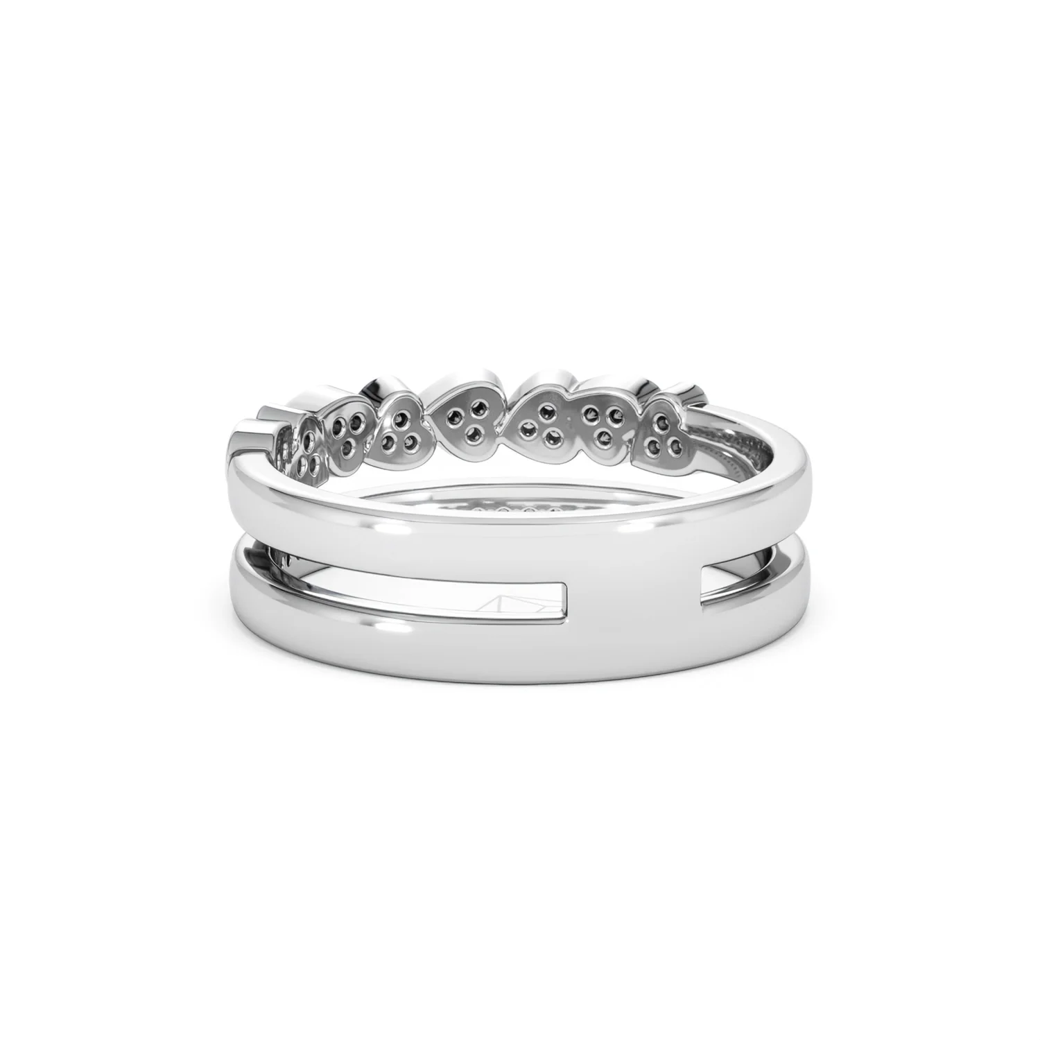 Interlocking Heart Stacking Lab Diamond Ring 0.20ct in 925 Silver - Image 56