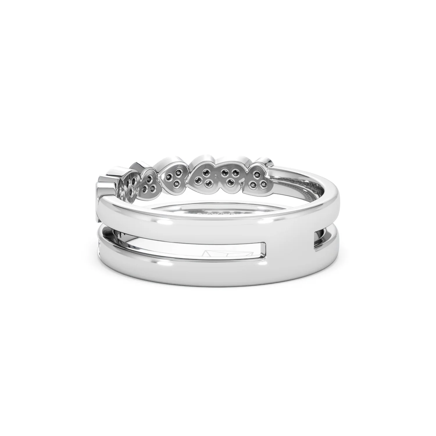 Interlocking Heart Stacking Lab Diamond Ring 0.20ct in 925 Silver - Image 59