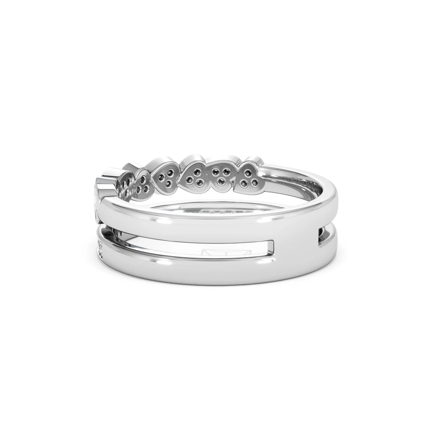 Interlocking Heart Stacking Lab Diamond Ring 0.20ct in 925 Silver - Image 60