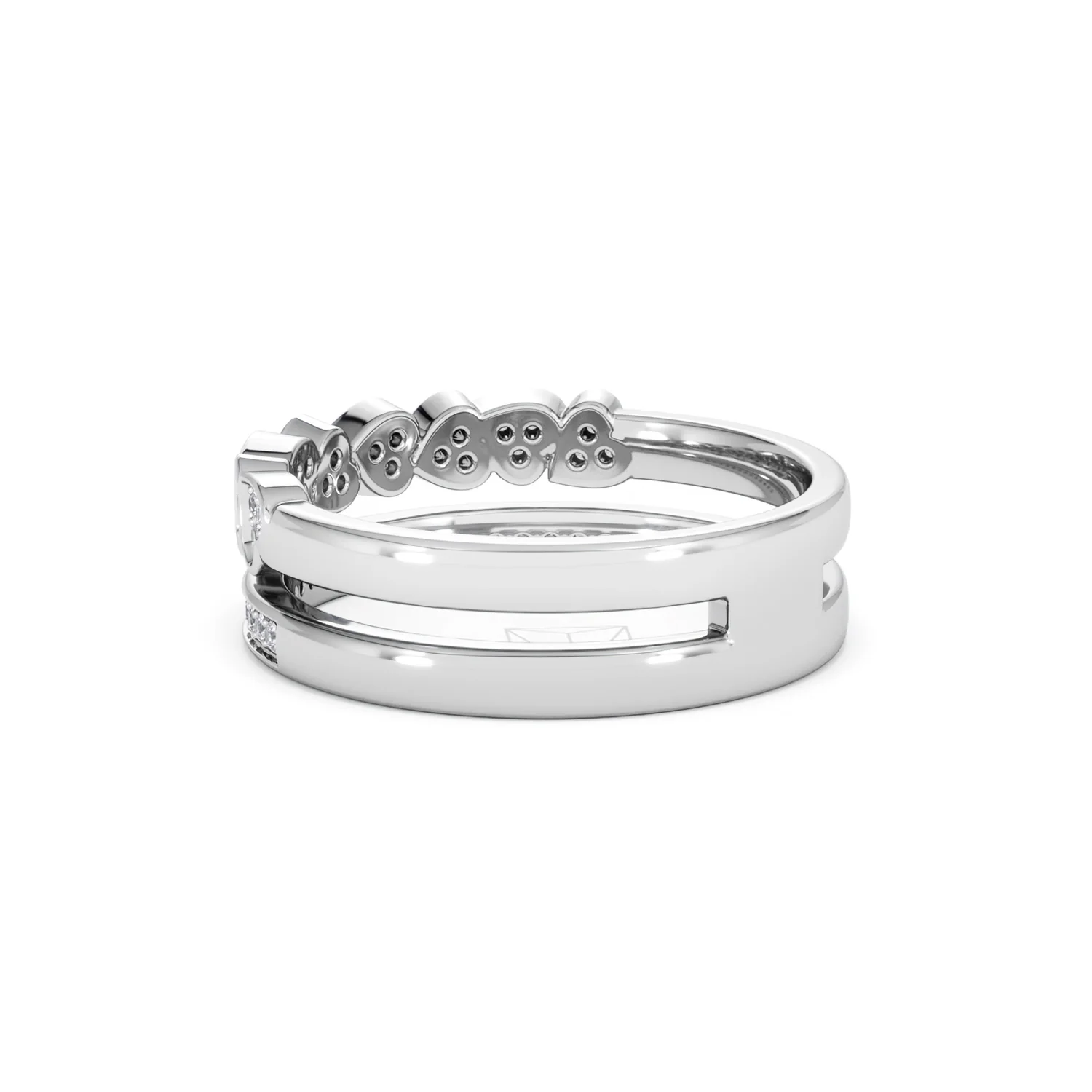 Interlocking Heart Stacking Lab Diamond Ring 0.20ct in 925 Silver - Image 62