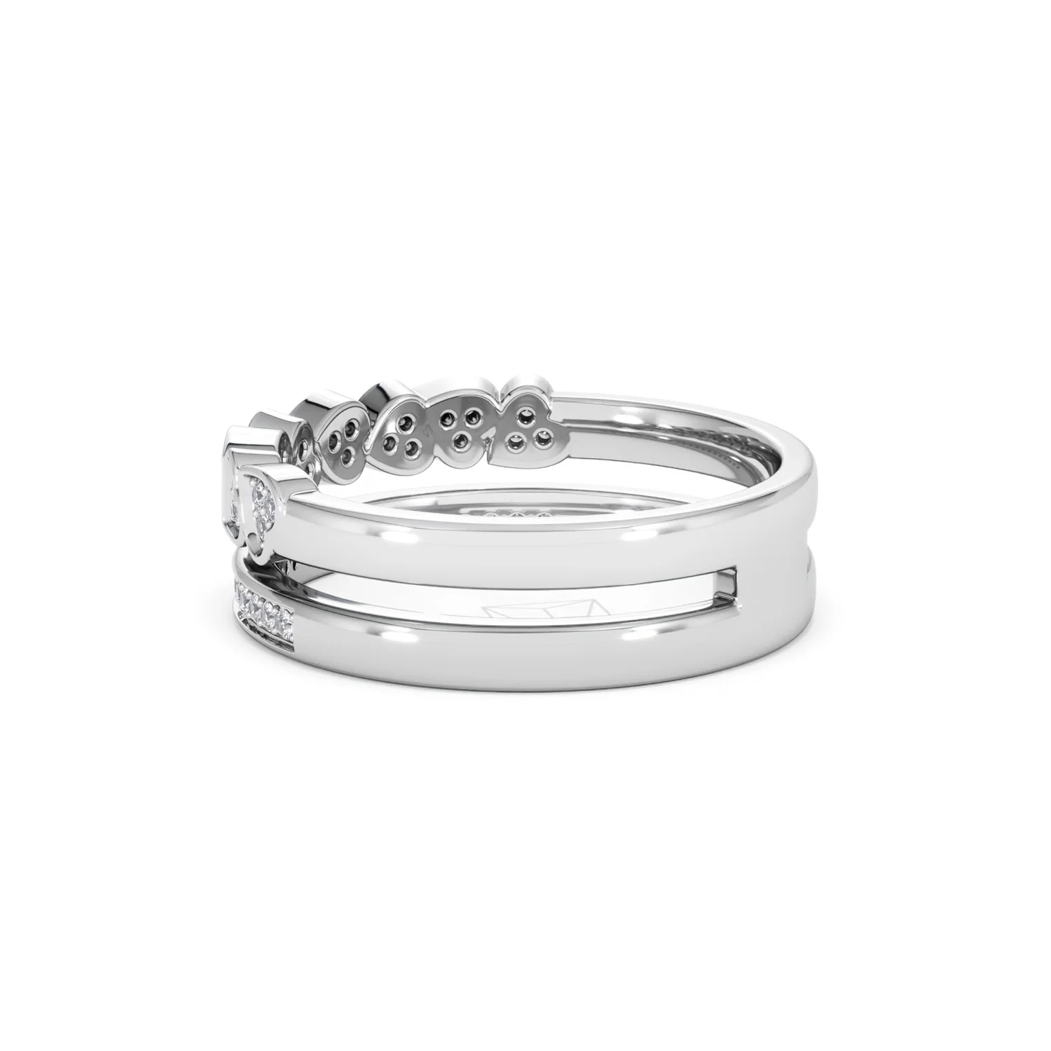 Interlocking Heart Stacking Lab Diamond Ring 0.20ct in 925 Silver - Image 64
