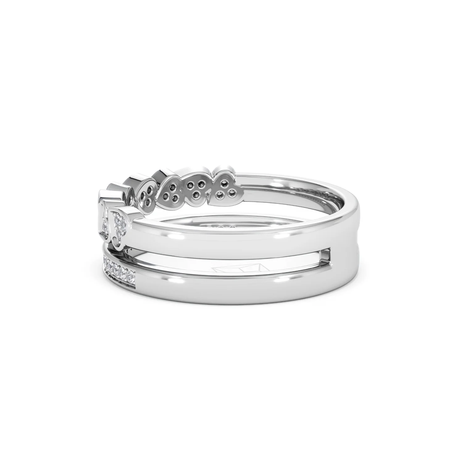Interlocking Heart Stacking Lab Diamond Ring 0.20ct in 925 Silver - Image 65