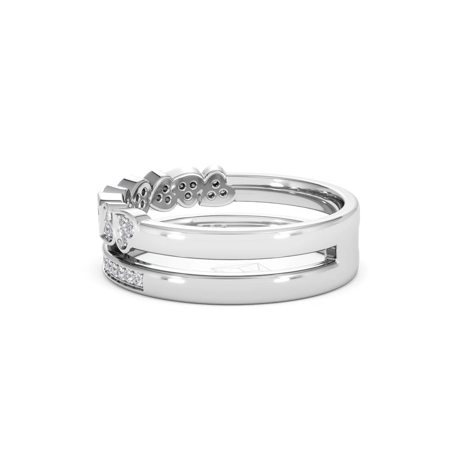 Interlocking Heart Stacking Lab Diamond Ring 0.20ct in 925 Silver - Image 66