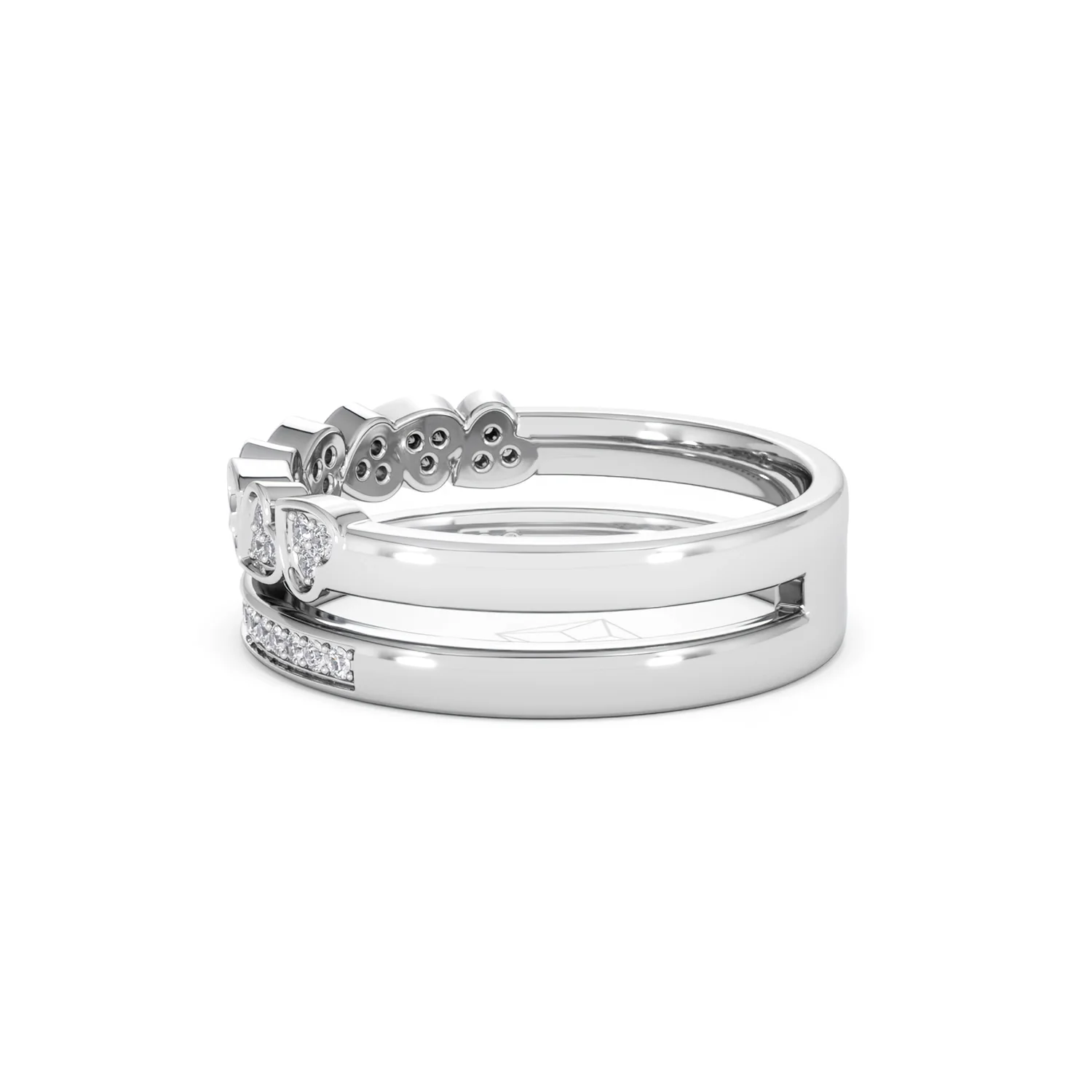 Interlocking Heart Stacking Lab Diamond Ring 0.20ct in 925 Silver - Image 67