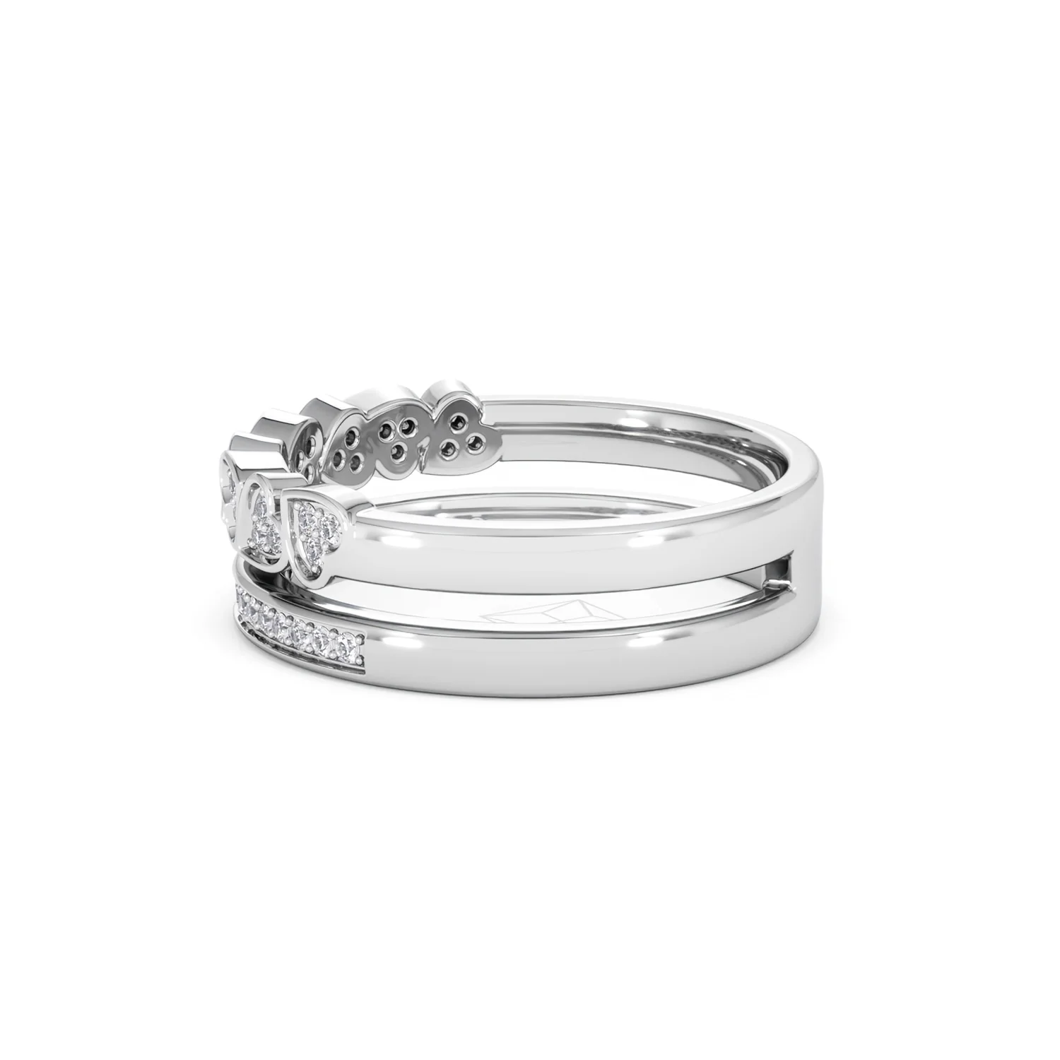 Interlocking Heart Stacking Lab Diamond Ring 0.20ct in 925 Silver - Image 68