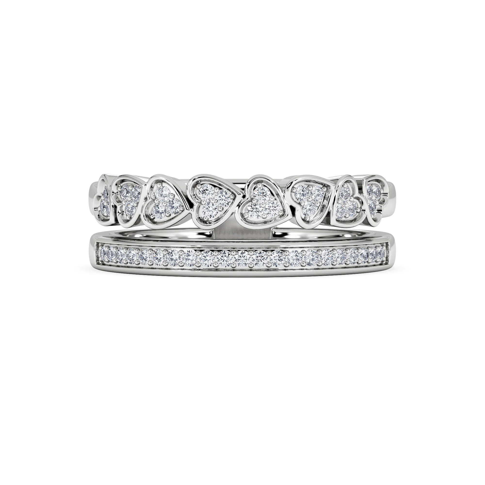 Interlocking Heart Stacking Lab Diamond Ring 0.20ct in 925 Silver - Image 7
