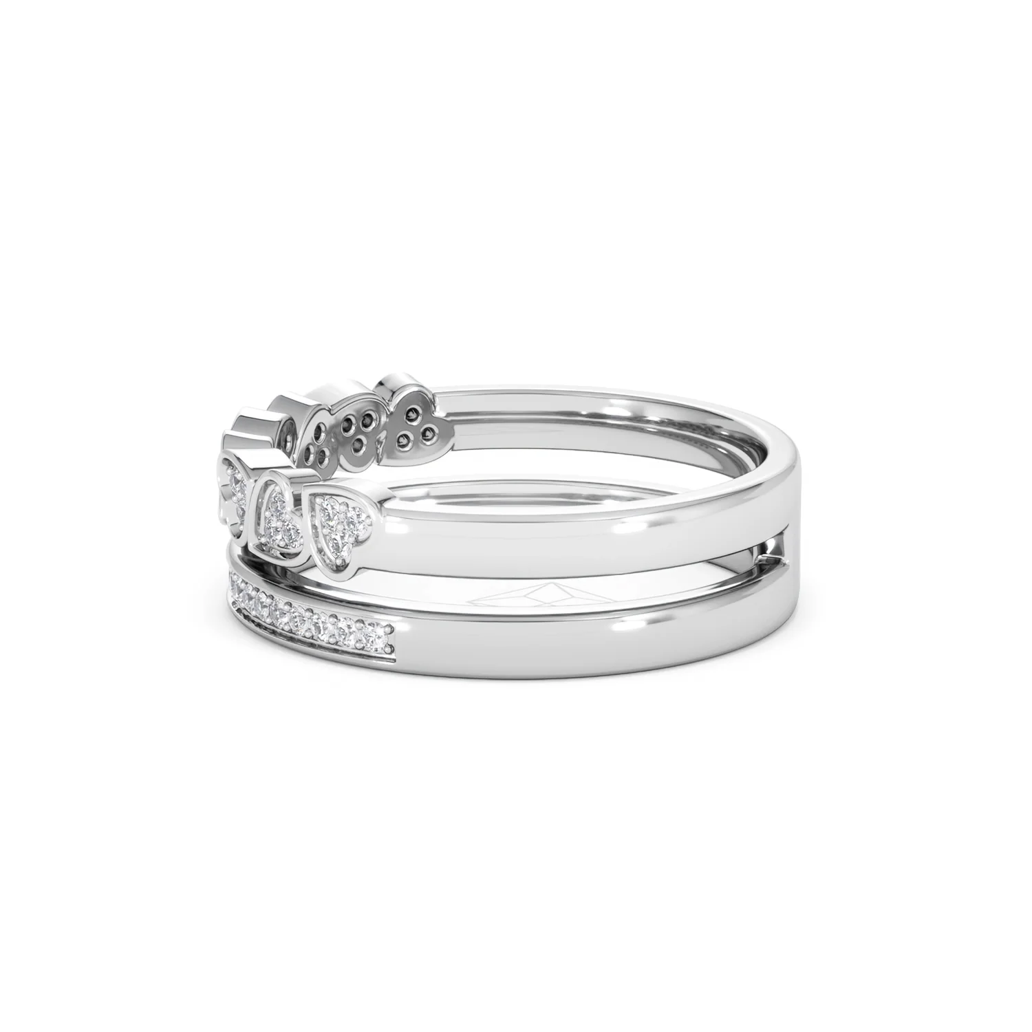 Interlocking Heart Stacking Lab Diamond Ring 0.20ct in 925 Silver - Image 70