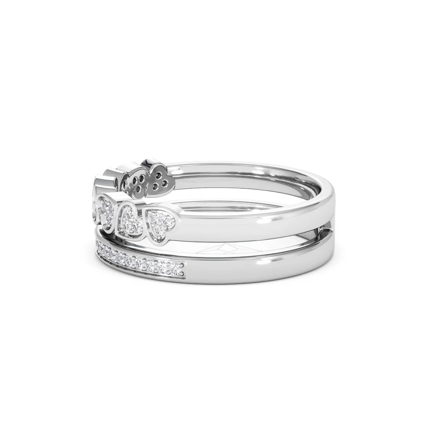 Interlocking Heart Stacking Lab Diamond Ring 0.20ct in 925 Silver - Image 72