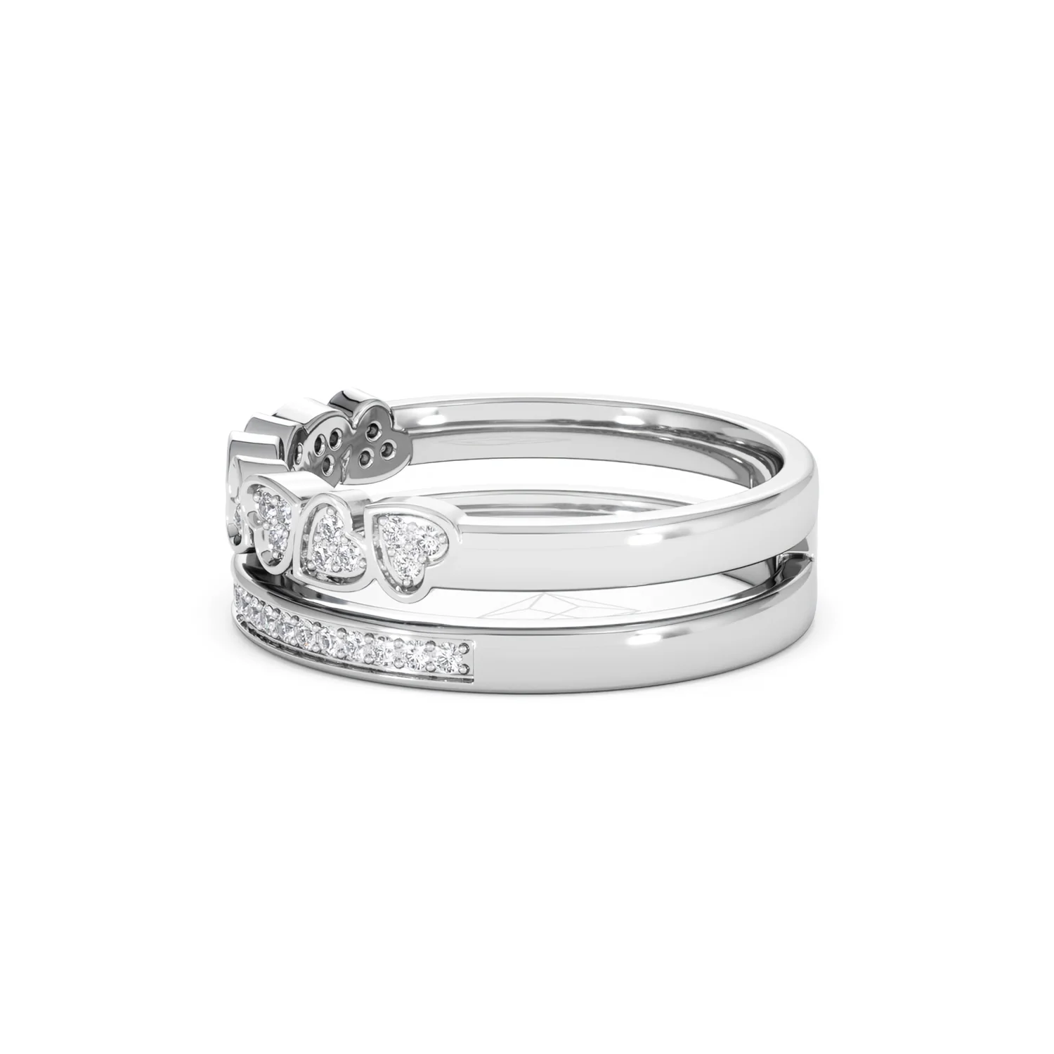 Interlocking Heart Stacking Lab Diamond Ring 0.20ct in 925 Silver - Image 73