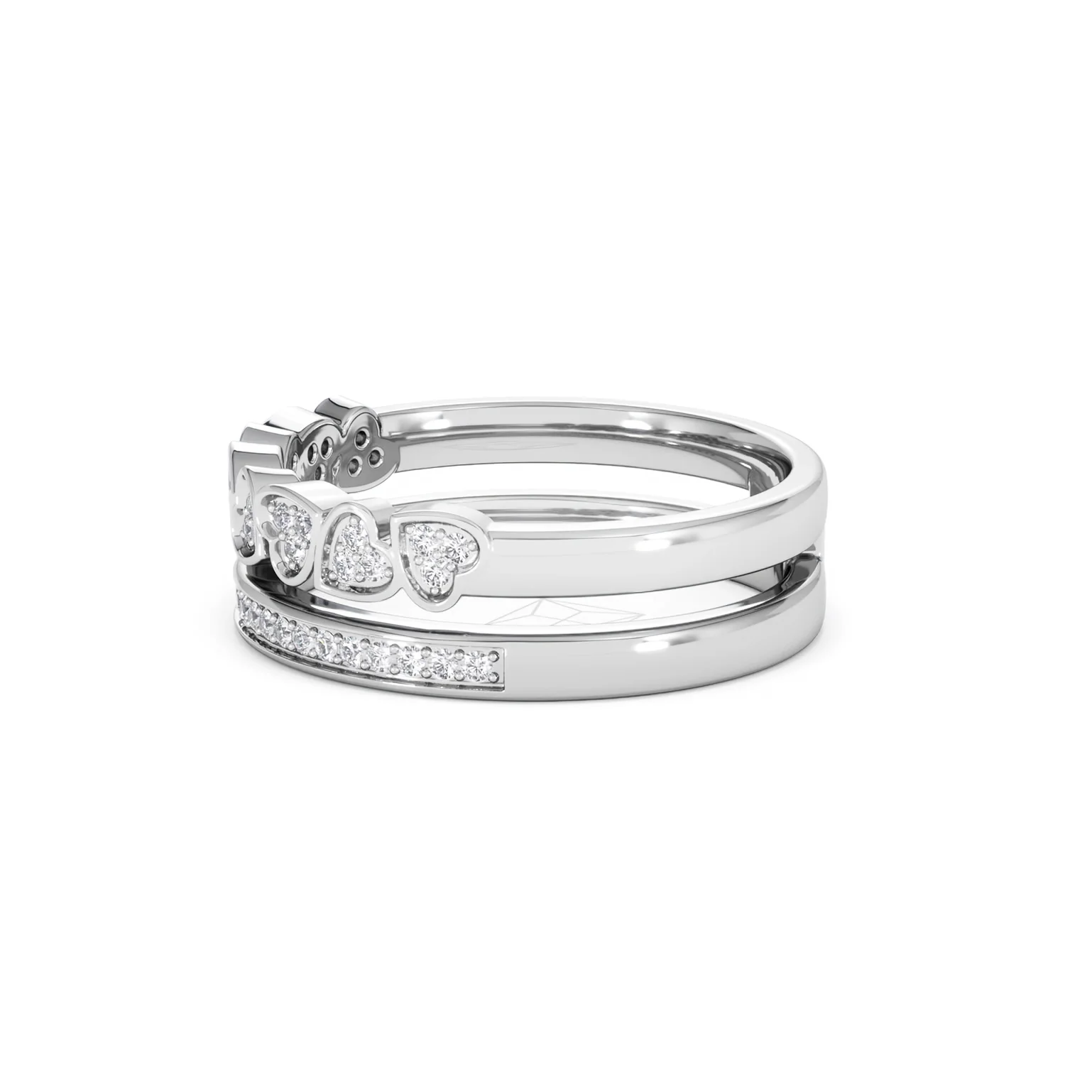 Interlocking Heart Stacking Lab Diamond Ring 0.20ct in 925 Silver - Image 74