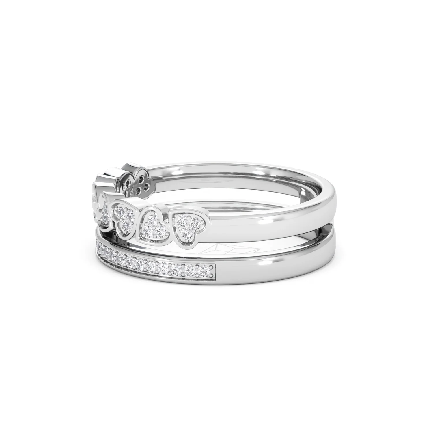 Interlocking Heart Stacking Lab Diamond Ring 0.20ct in 925 Silver - Image 75