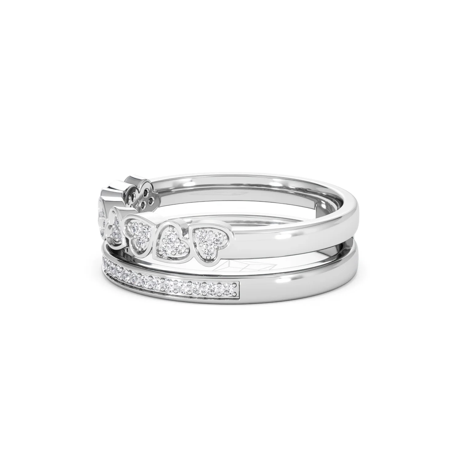 Interlocking Heart Stacking Lab Diamond Ring 0.20ct in 925 Silver - Image 76