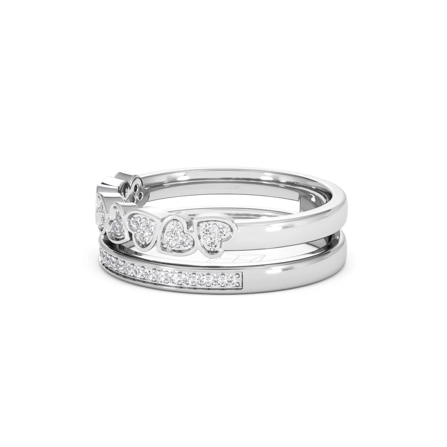Interlocking Heart Stacking Lab Diamond Ring 0.20ct in 925 Silver - Image 77