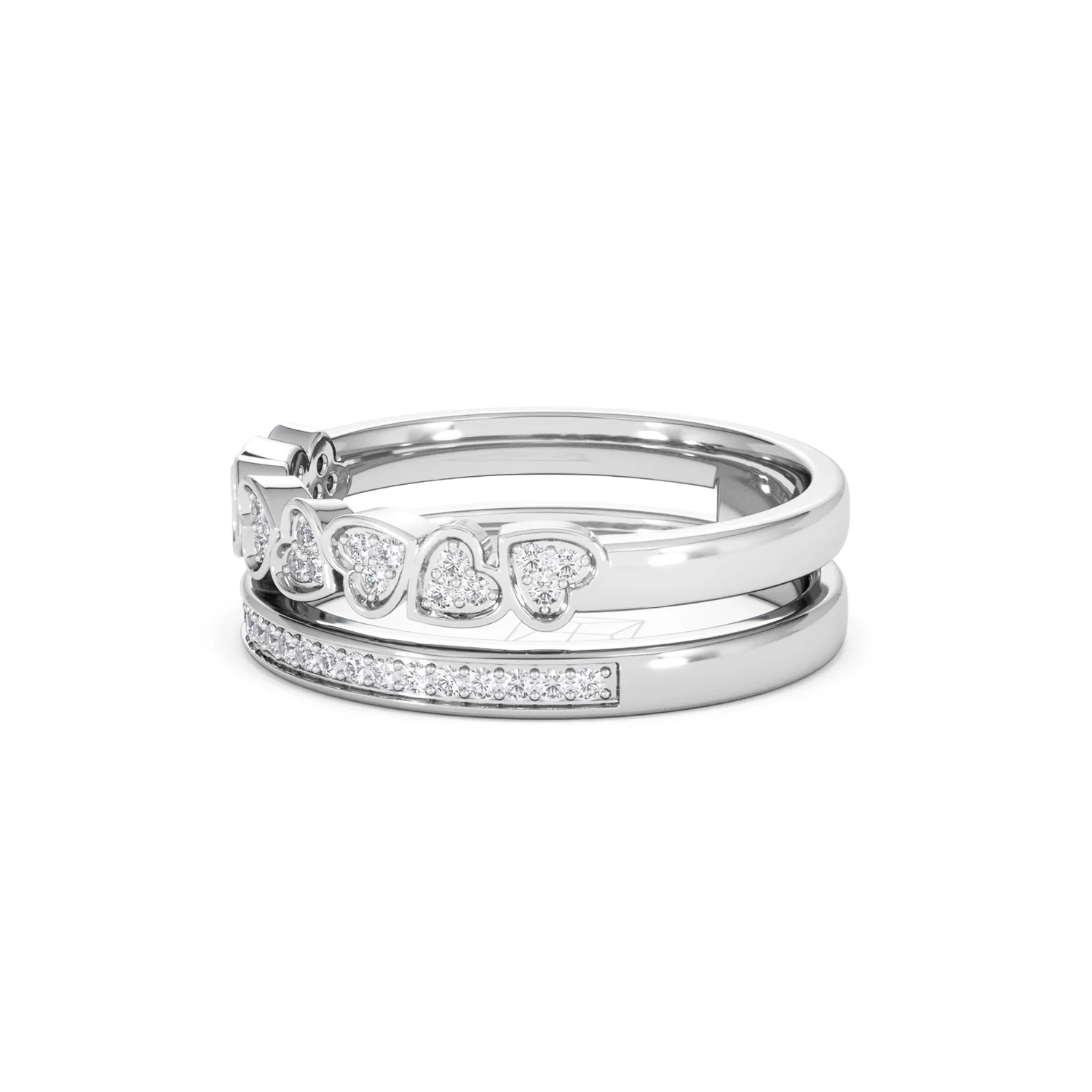 Interlocking Heart Stacking Lab Diamond Ring 0.20ct in 925 Silver - Image 78