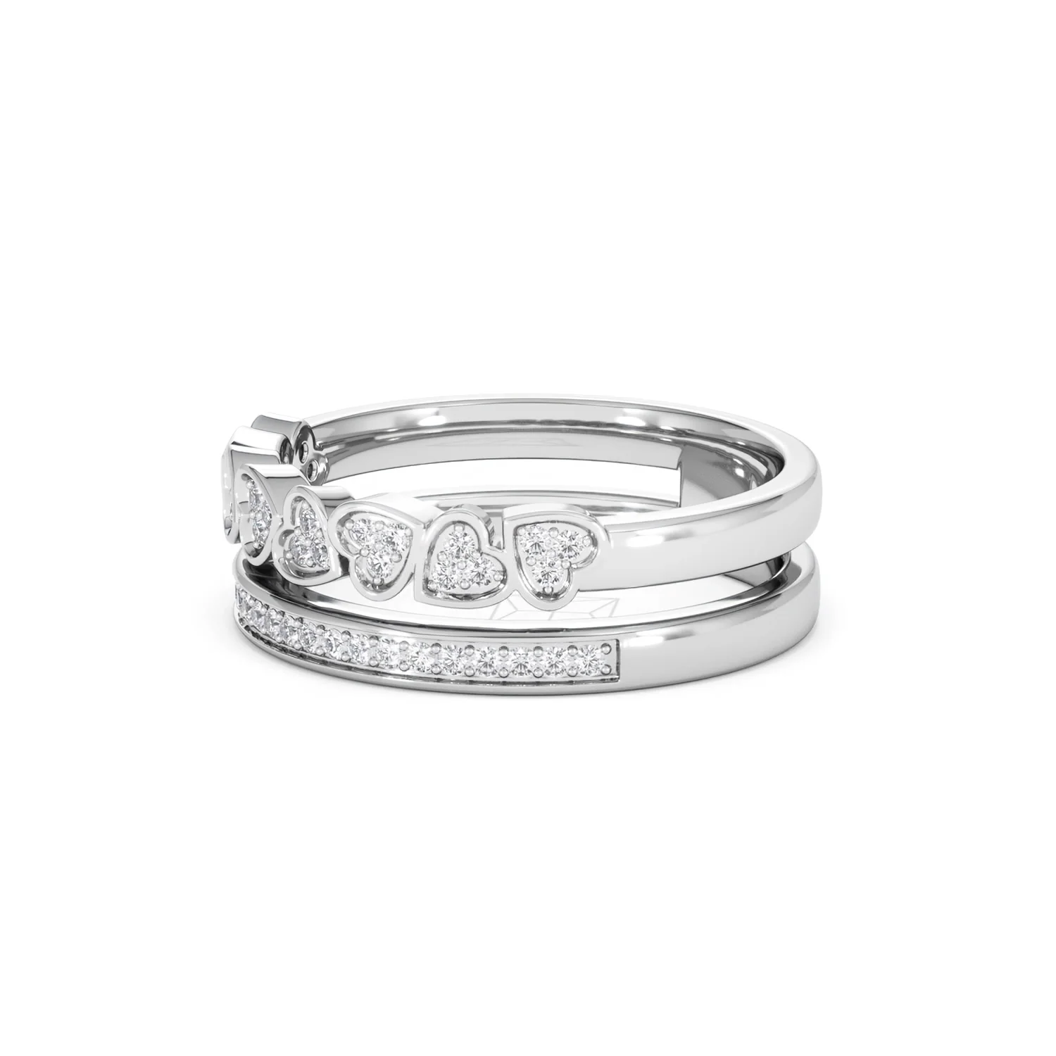 Interlocking Heart Stacking Lab Diamond Ring 0.20ct in 925 Silver - Image 79
