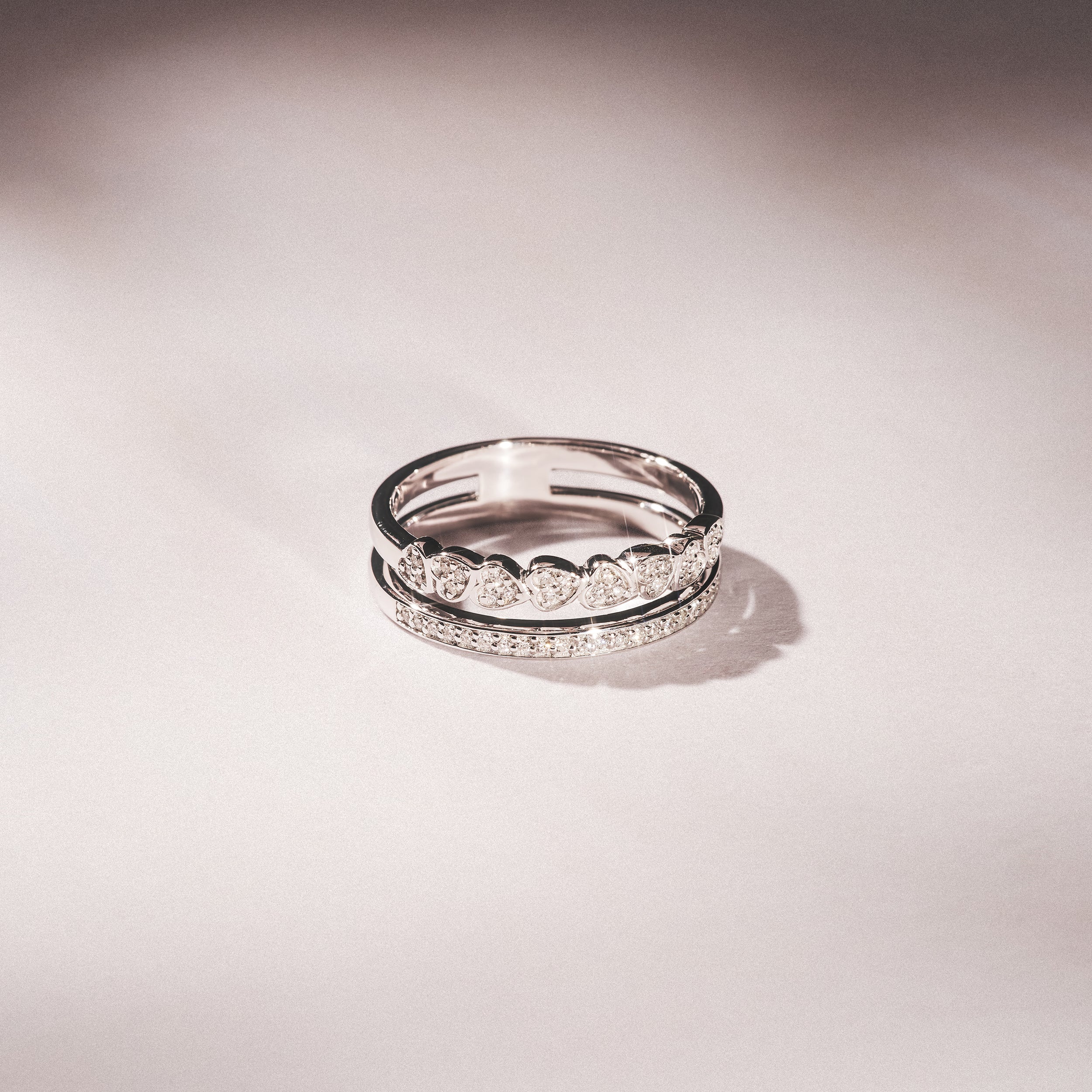 Interlocking Heart Stacking Lab Diamond Ring 0.20ct in 925 Silver - Image 8