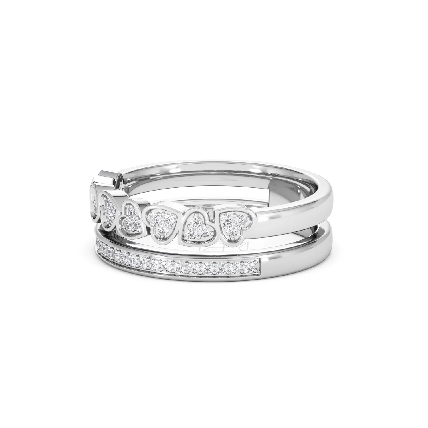 Interlocking Heart Stacking Lab Diamond Ring 0.20ct in 925 Silver - Image 80