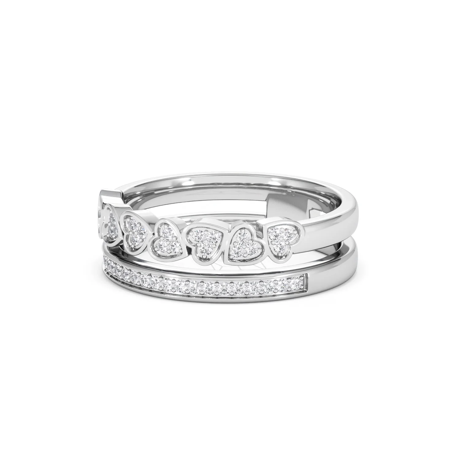 Interlocking Heart Stacking Lab Diamond Ring 0.20ct in 925 Silver - Image 83
