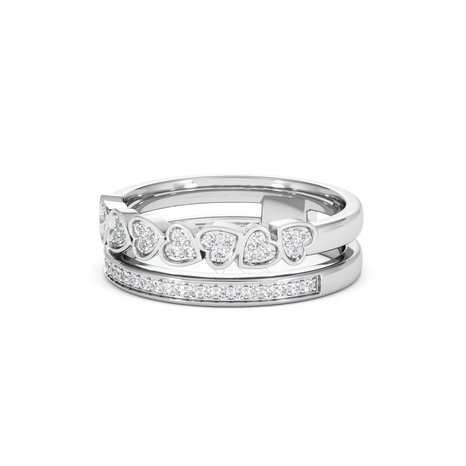 Interlocking Heart Stacking Lab Diamond Ring 0.20ct in 925 Silver - Image 84