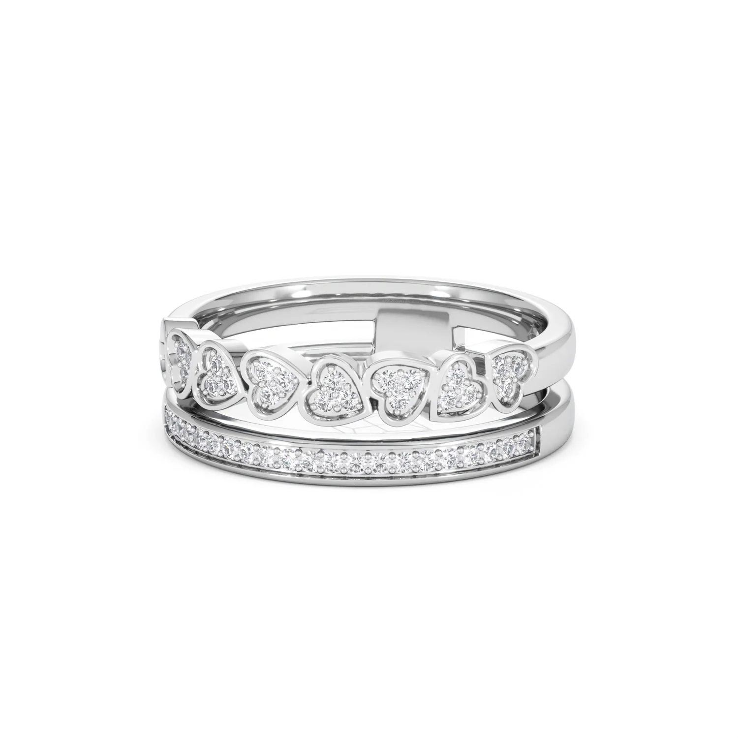 Interlocking Heart Stacking Lab Diamond Ring 0.20ct in 925 Silver - Image 87
