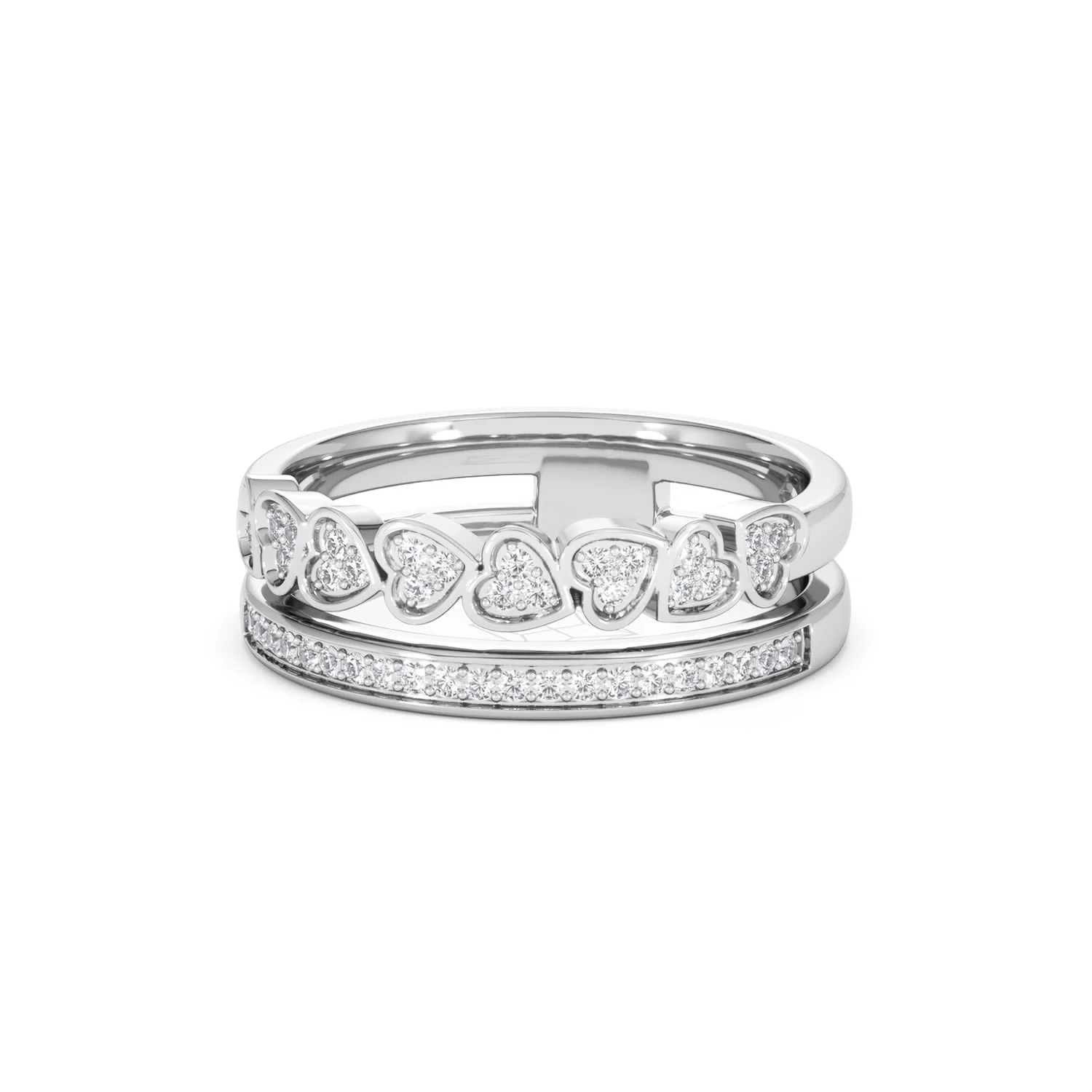 Interlocking Heart Stacking Lab Diamond Ring 0.20ct in 925 Silver - Image 88