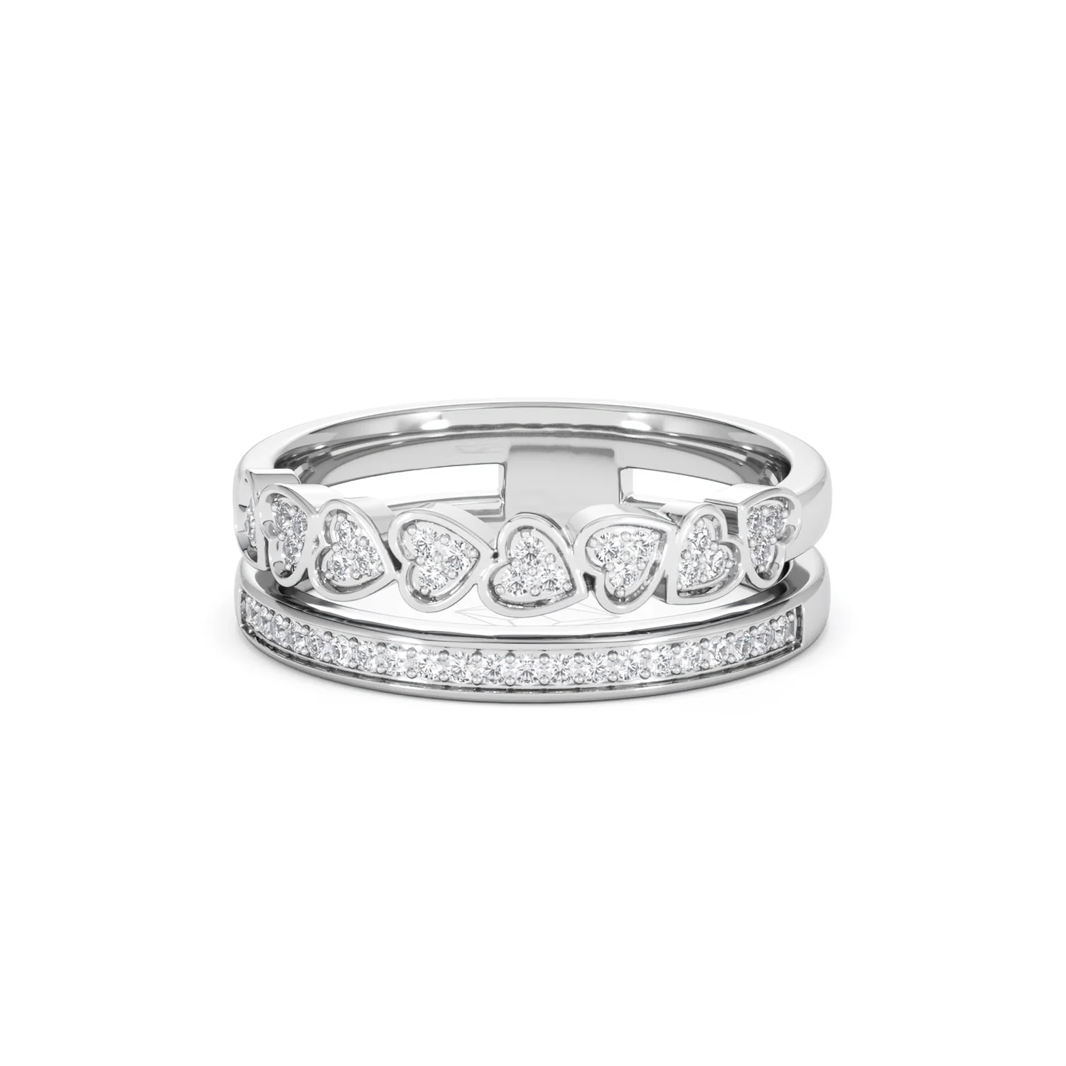 Interlocking Heart Stacking Lab Diamond Ring 0.20ct in 925 Silver - Image 89