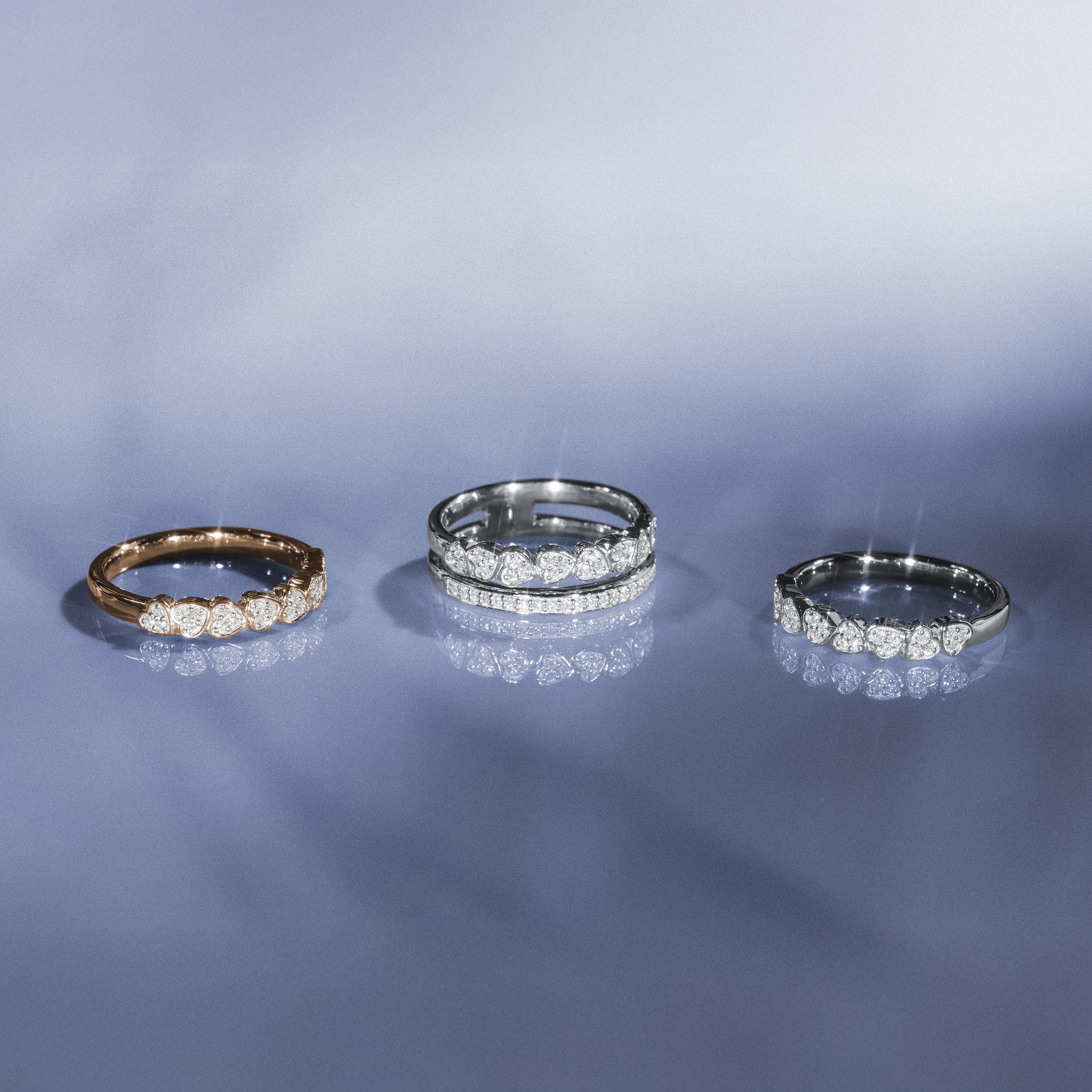 Interlocking Heart Stacking Lab Diamond Ring 0.20ct in 925 Silver - Image 9