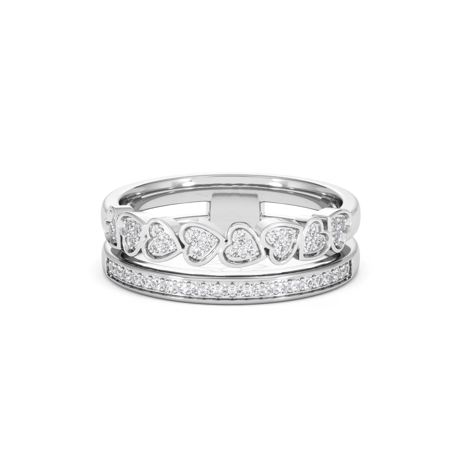 Interlocking Heart Stacking Lab Diamond Ring 0.20ct in 925 Silver - Image 90