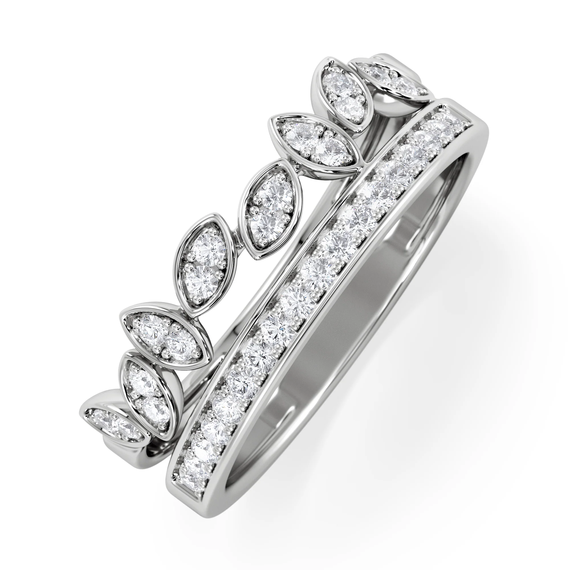 Interlocking Marquise Stacking Lab Diamond Ring 0.25ct in 925 Silver