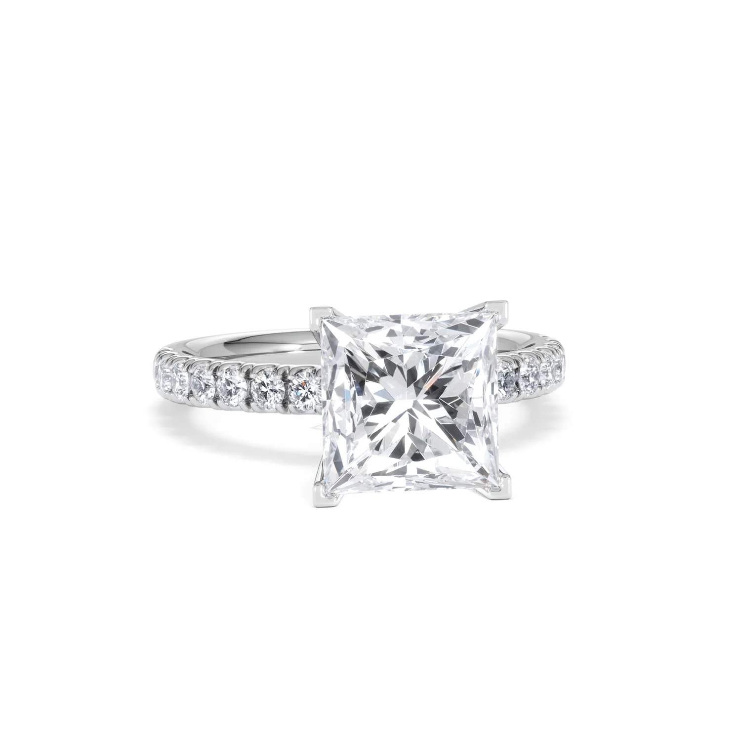 Katerina 3.45ct Lab Diamond Princess Cut Engagement Ring in 18K White Gold G/VS1 - Image 10